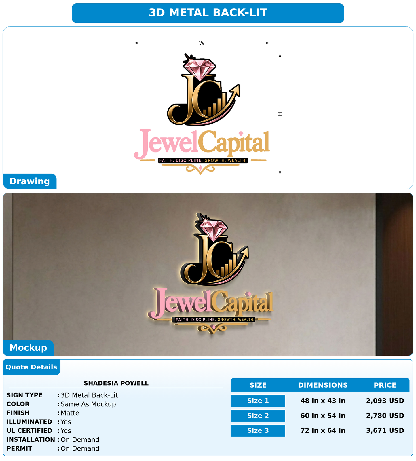 CUSTOM MOCKUP SIGN FOR Shadesia Powell