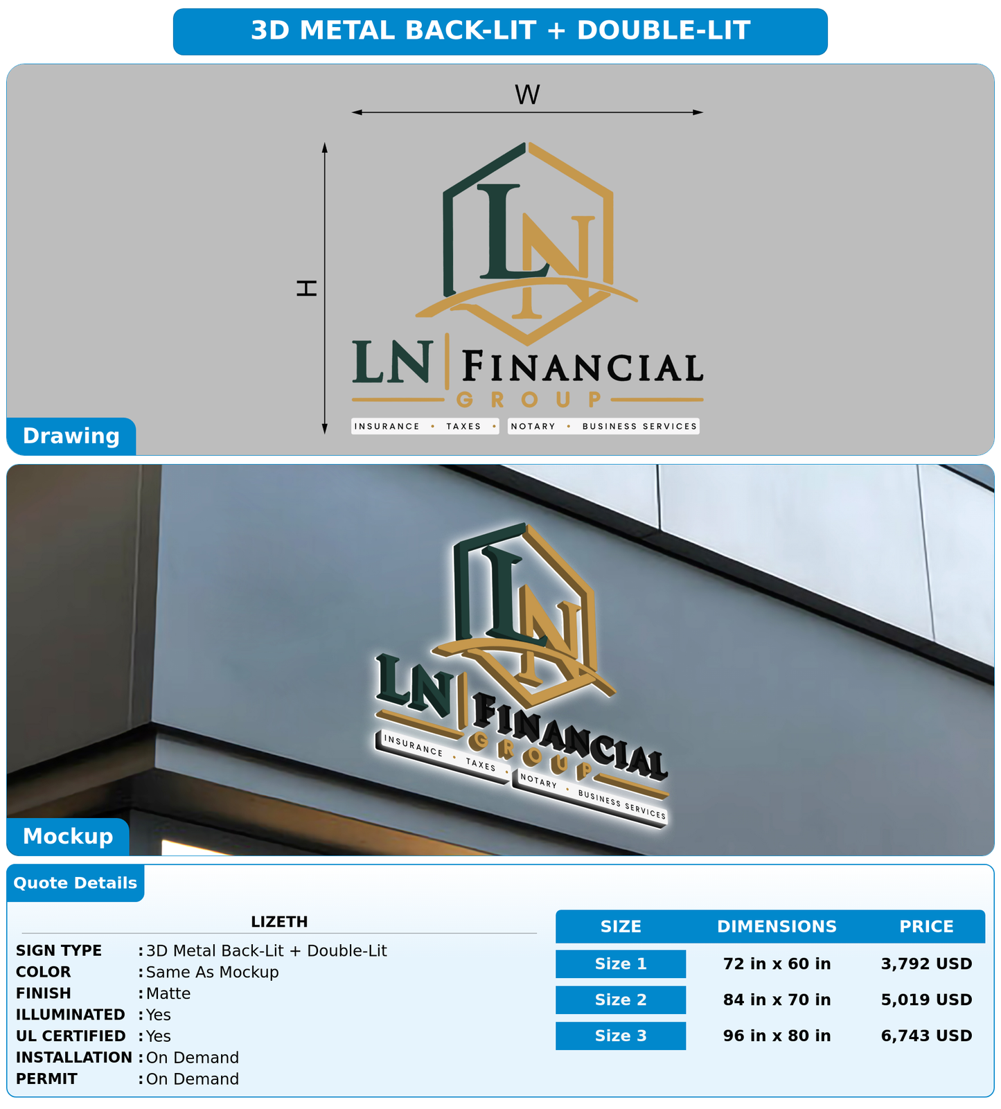 CUSTOM MOCKUP SIGN FOR Lizeth