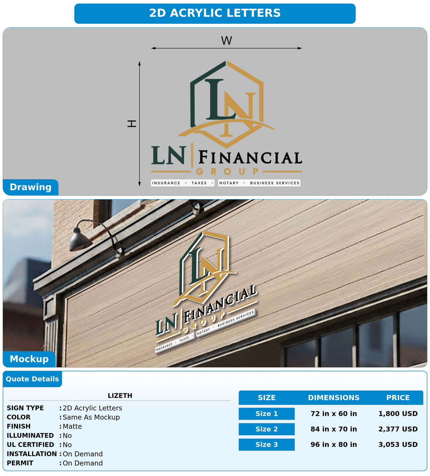 CUSTOM MOCKUP SIGN FOR Lizeth