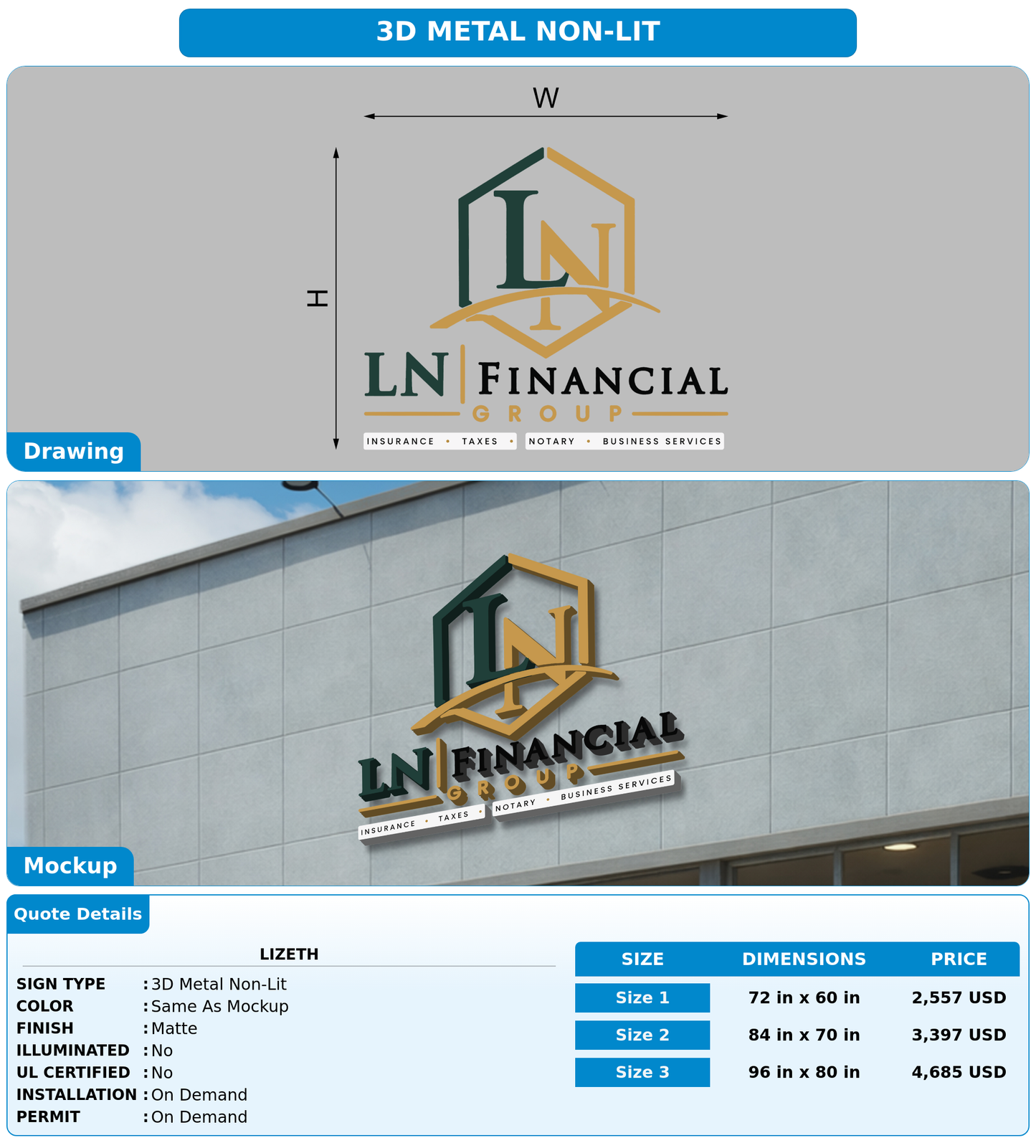 CUSTOM MOCKUP SIGN FOR Lizeth