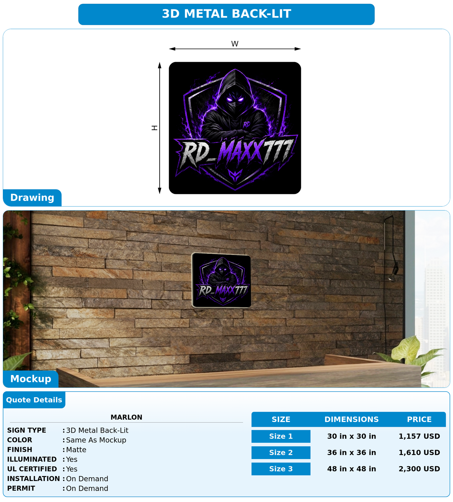 CUSTOM MOCKUP SIGN FOR Marlon