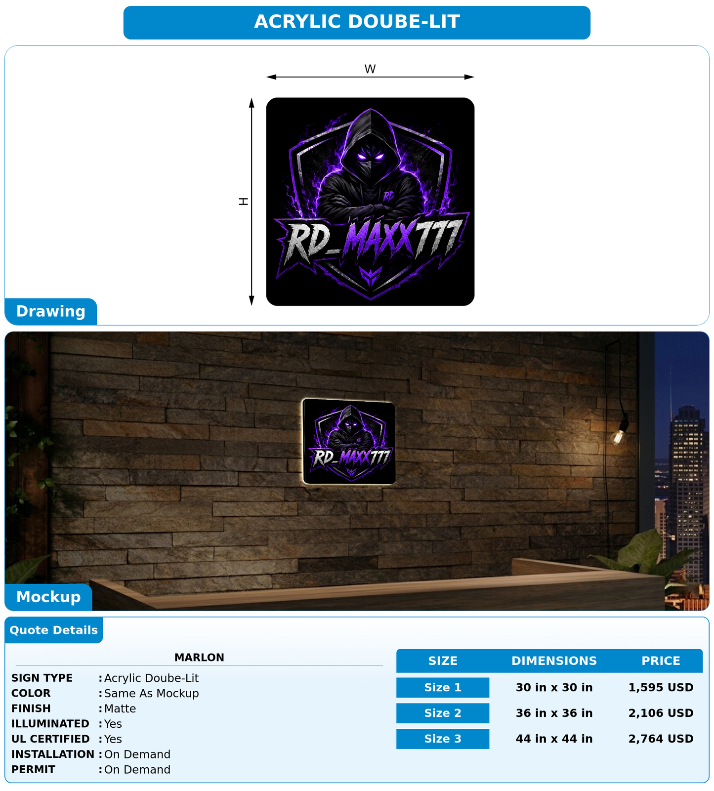 CUSTOM MOCKUP SIGN FOR Marlon
