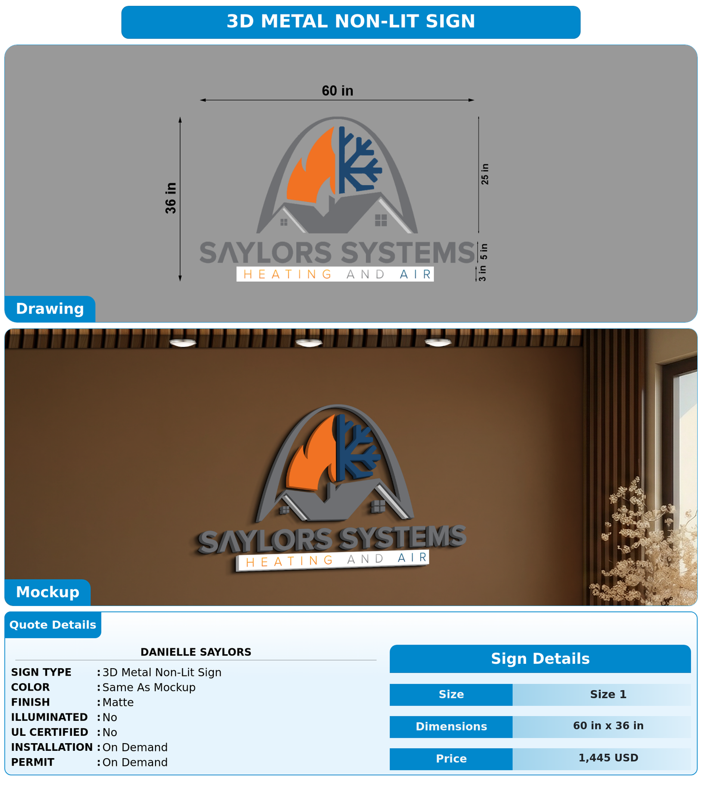 CUSTOM MOCKUP SIGN FOR Danielle Saylors