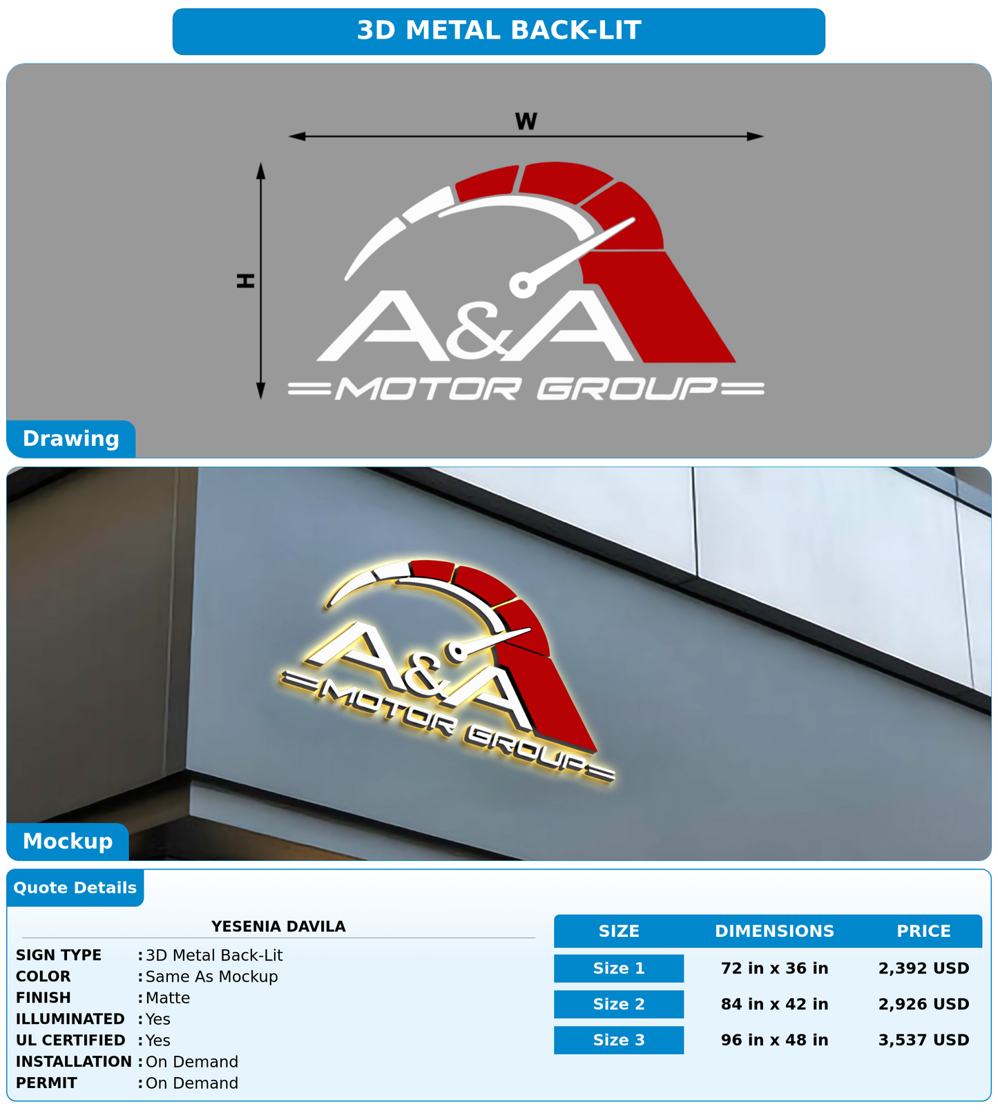 CUSTOM MOCKUP SIGN FOR Yesenia Davila