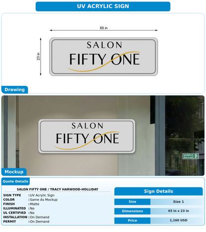CUSTOM MOCKUP SIGN FOR SALON FIFTY ONE / Tracy Harwood-Holliday