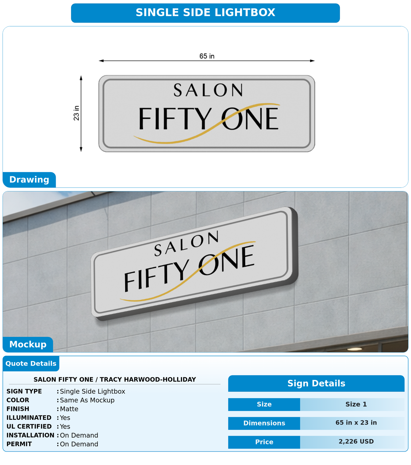 CUSTOM MOCKUP SIGN FOR SALON FIFTY ONE / Tracy Harwood-Holliday