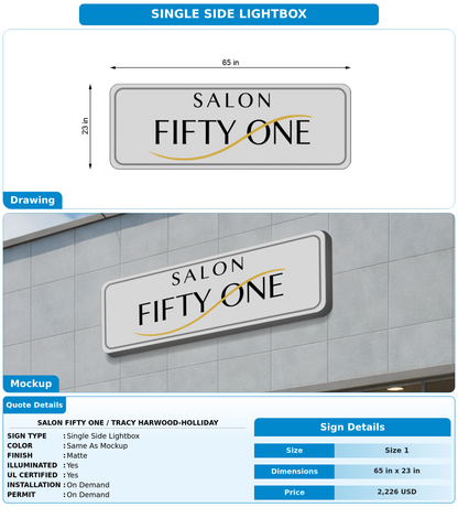 CUSTOM MOCKUP SIGN FOR SALON FIFTY ONE / Tracy Harwood-Holliday