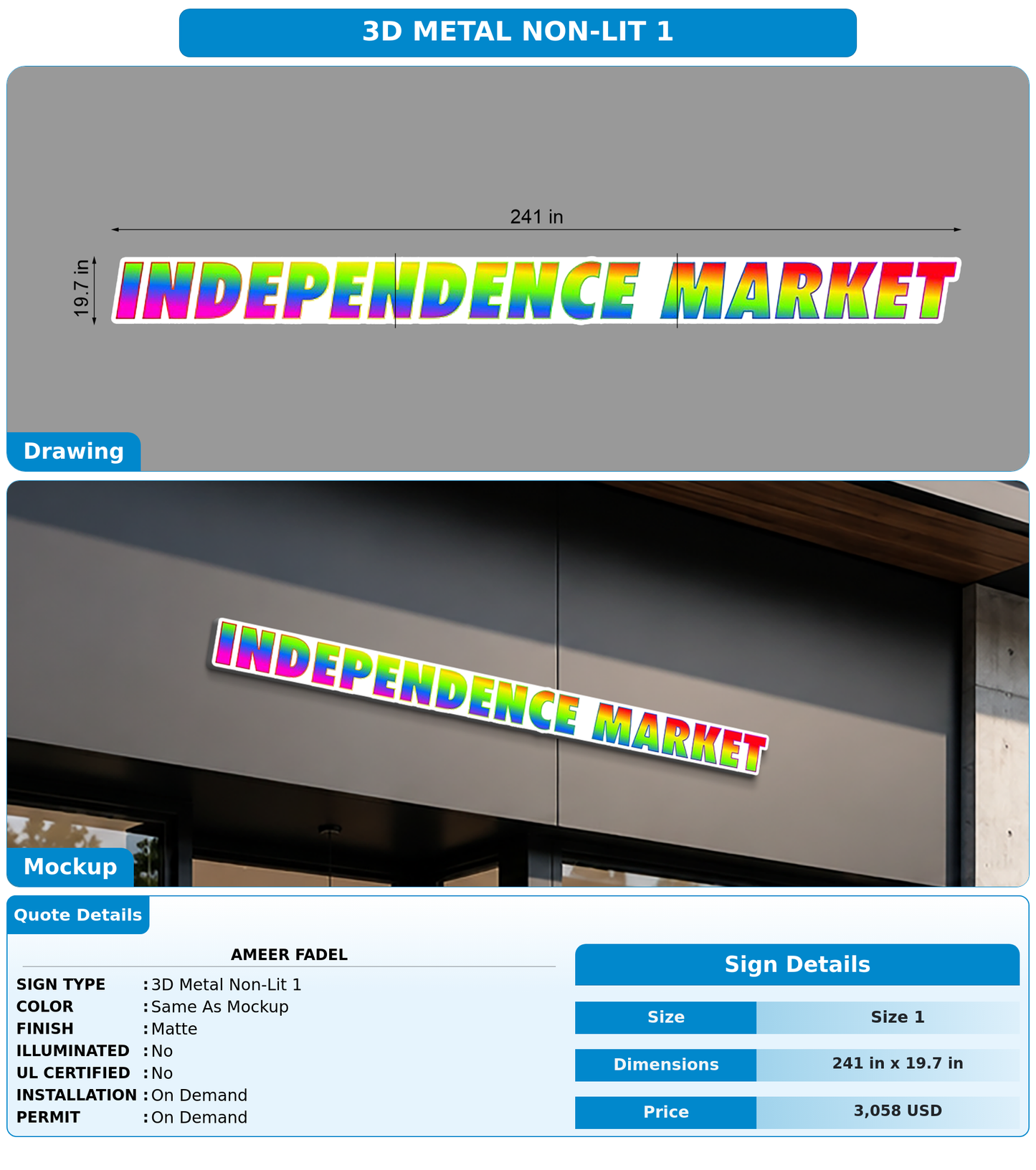 CUSTOM MOCKUP SIGN FOR Ameer fadel