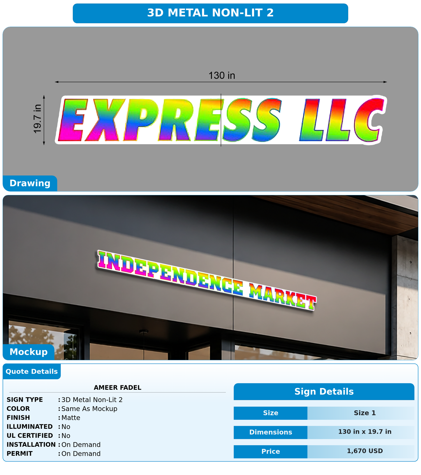CUSTOM MOCKUP SIGN FOR Ameer fadel