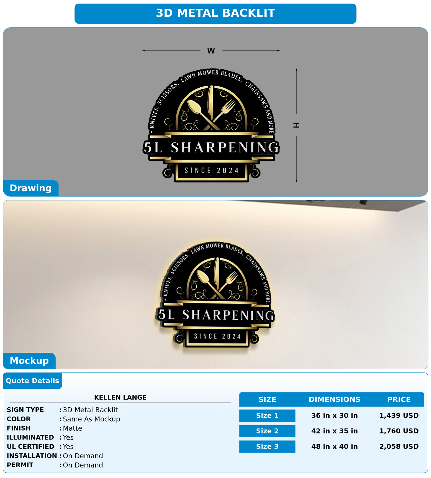 CUSTOM MOCKUP SIGN FOR Kellen Lange