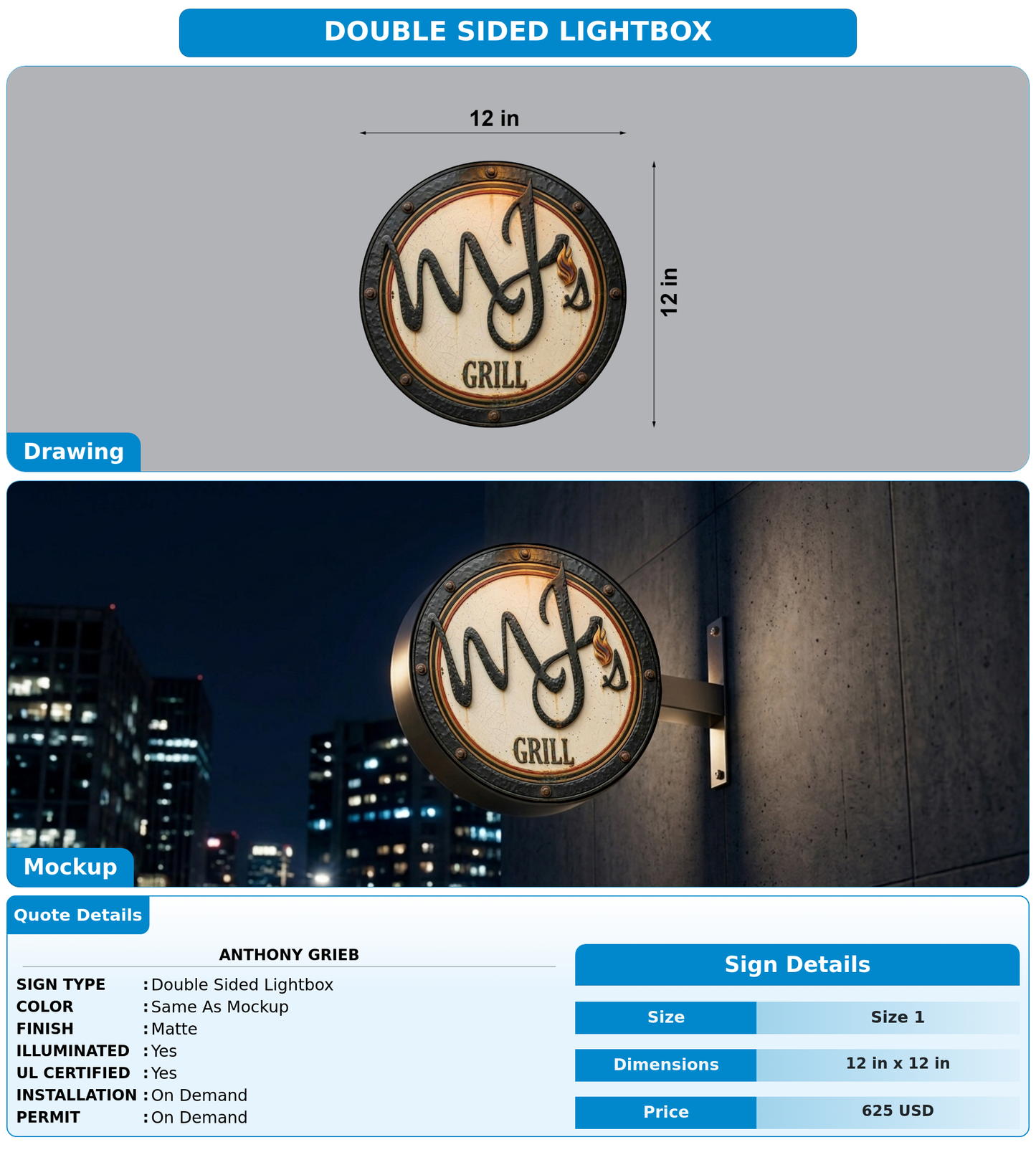 CUSTOM MOCKUP SIGN FOR Anthony Grieb