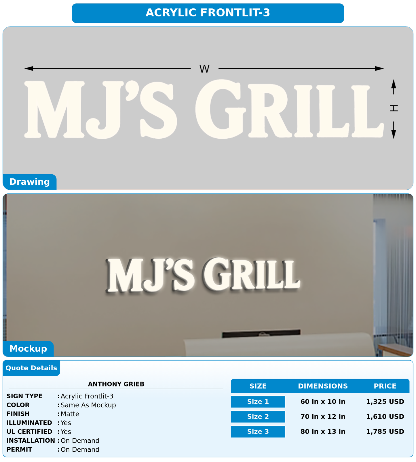 CUSTOM MOCKUP SIGN FOR Anthony Grieb