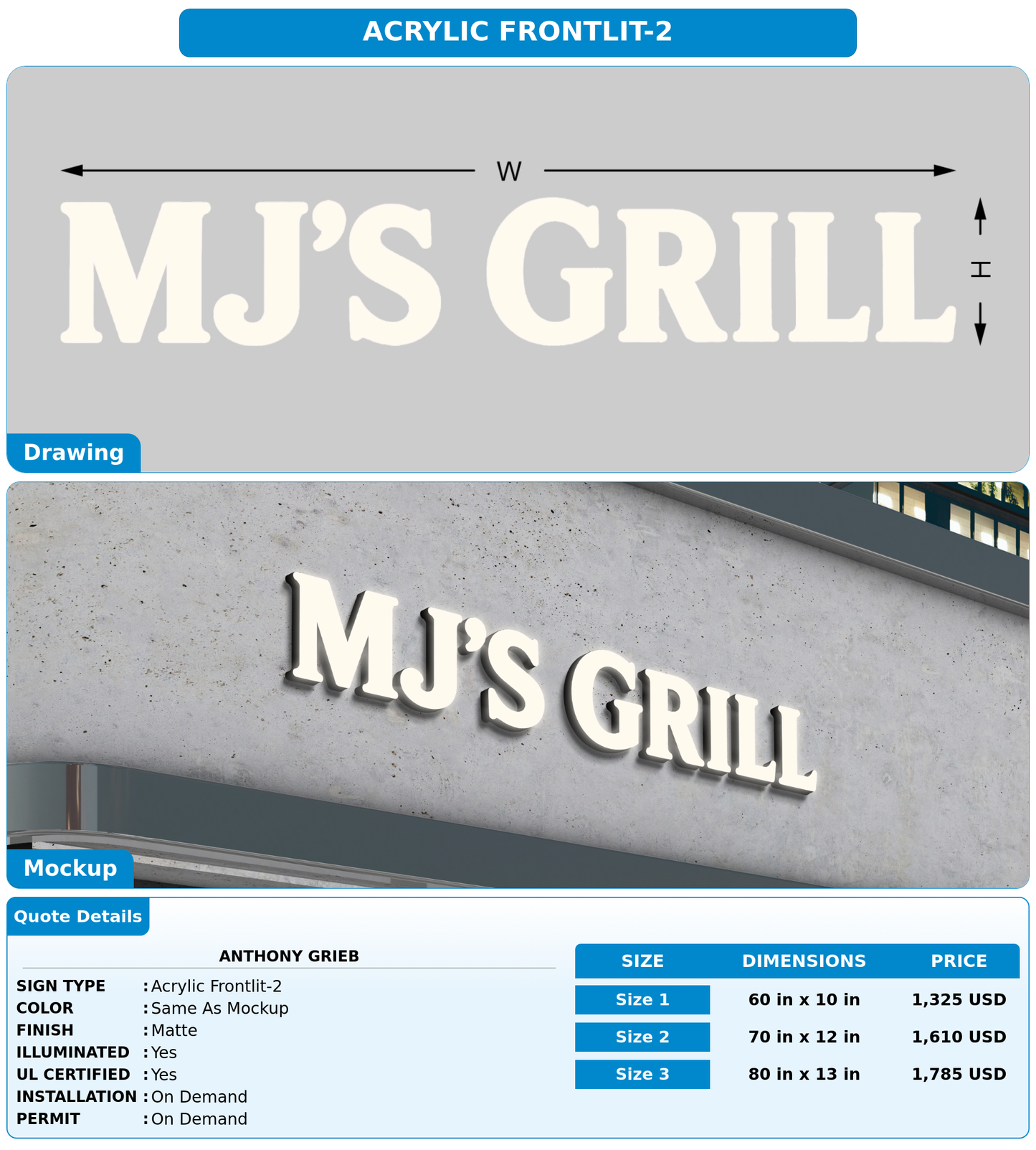 CUSTOM MOCKUP SIGN FOR Anthony Grieb