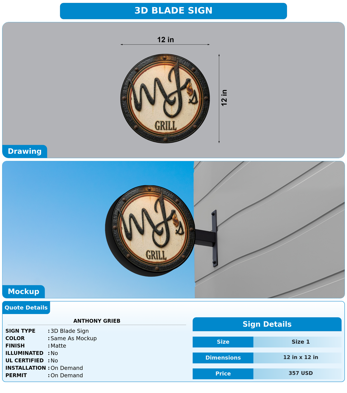 CUSTOM MOCKUP SIGN FOR Anthony Grieb