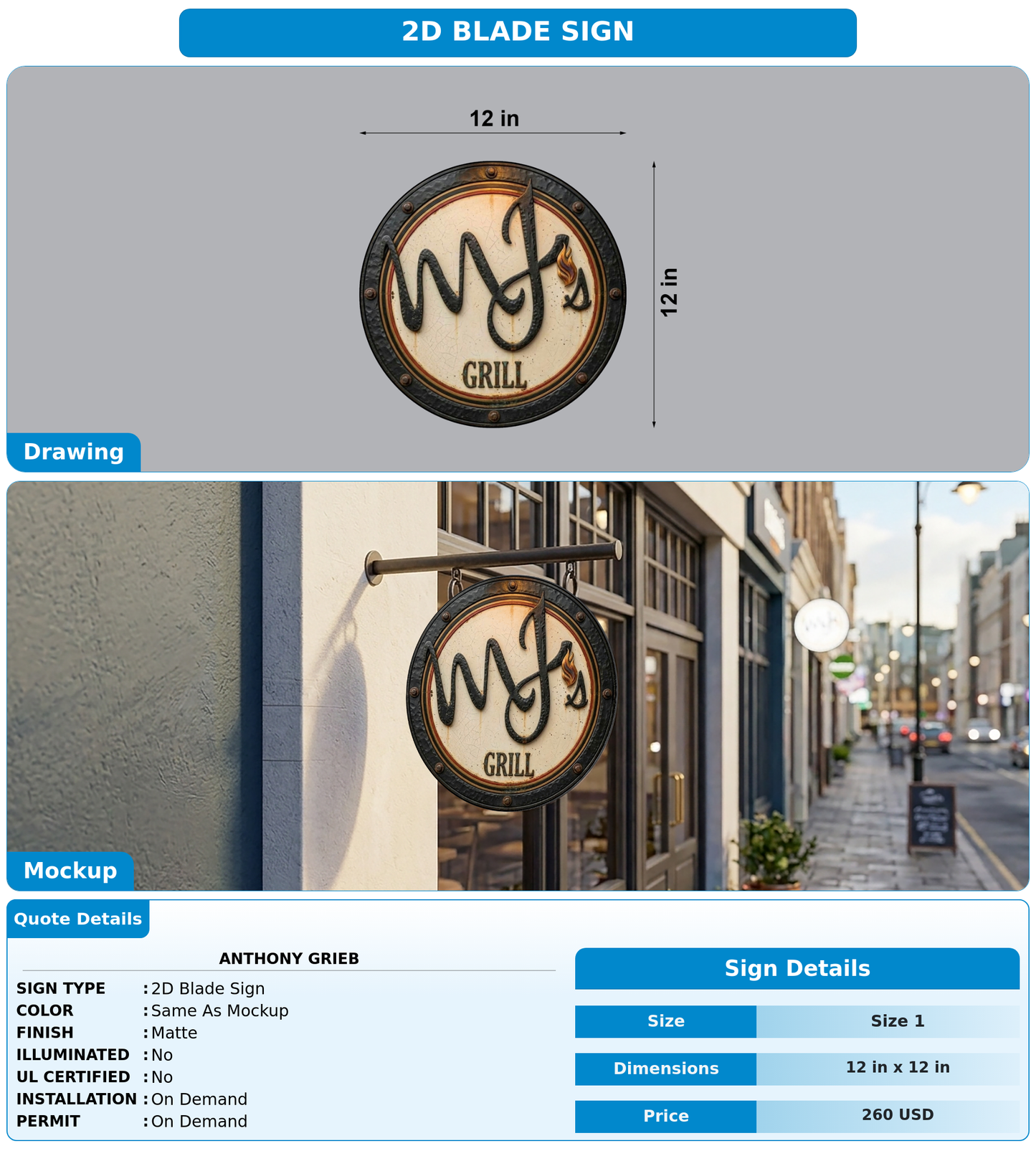 CUSTOM MOCKUP SIGN FOR Anthony Grieb