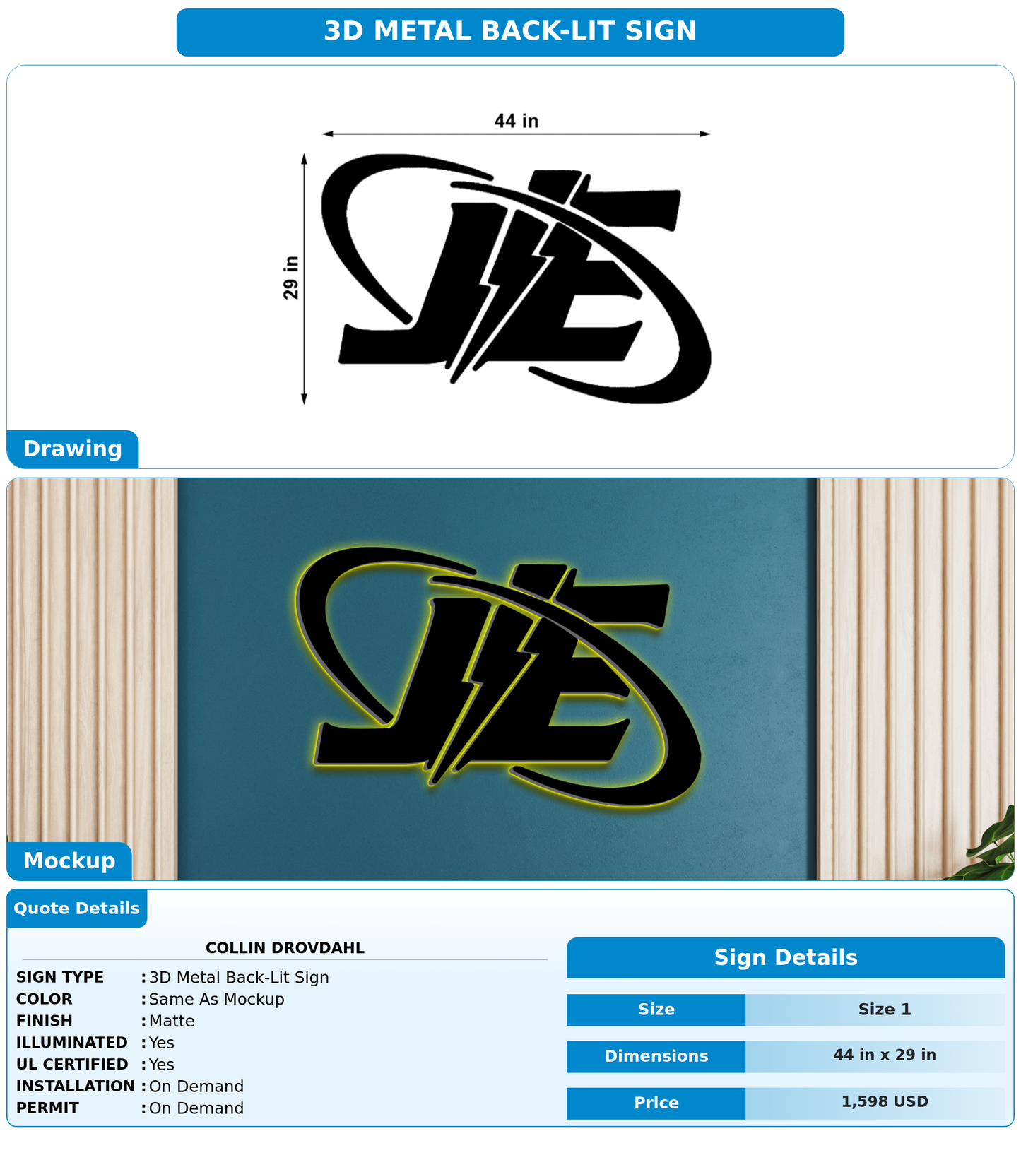 CUSTOM MOCKUP SIGN FOR Collin Drovdahl