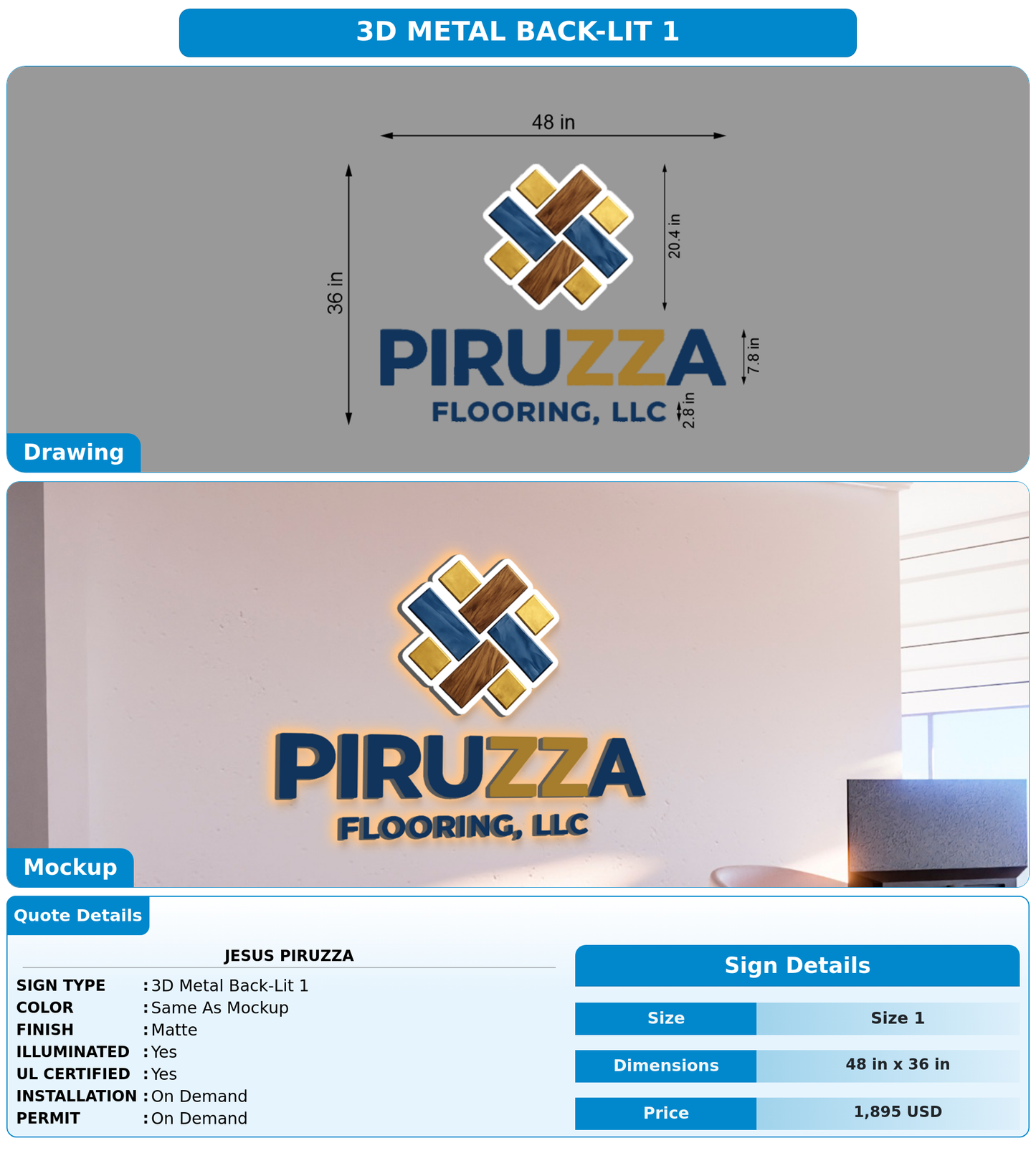 CUSTOM MOCKUP SIGN FOR Jesus Piruzza