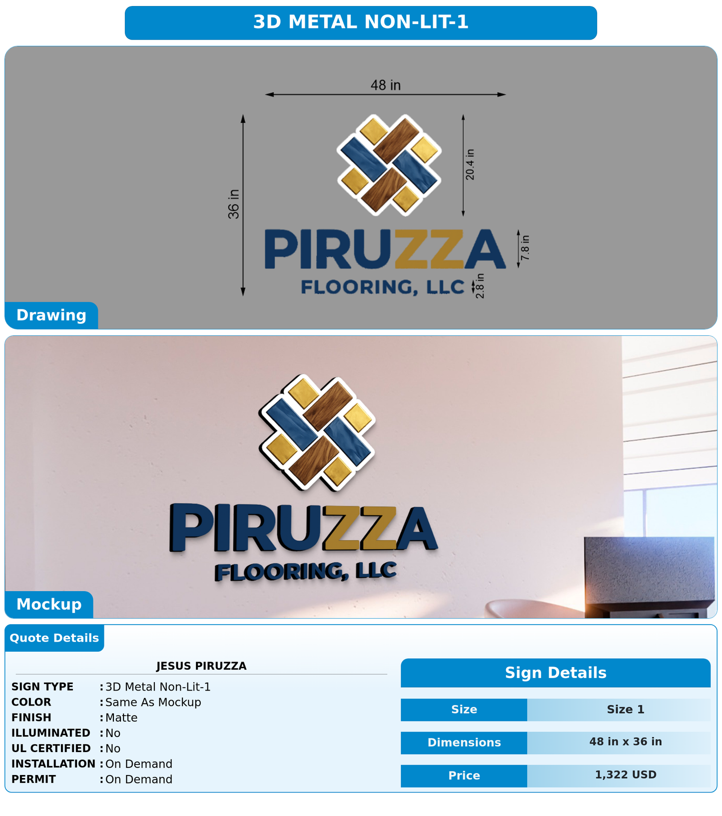 CUSTOM MOCKUP SIGN FOR Jesus Piruzza
