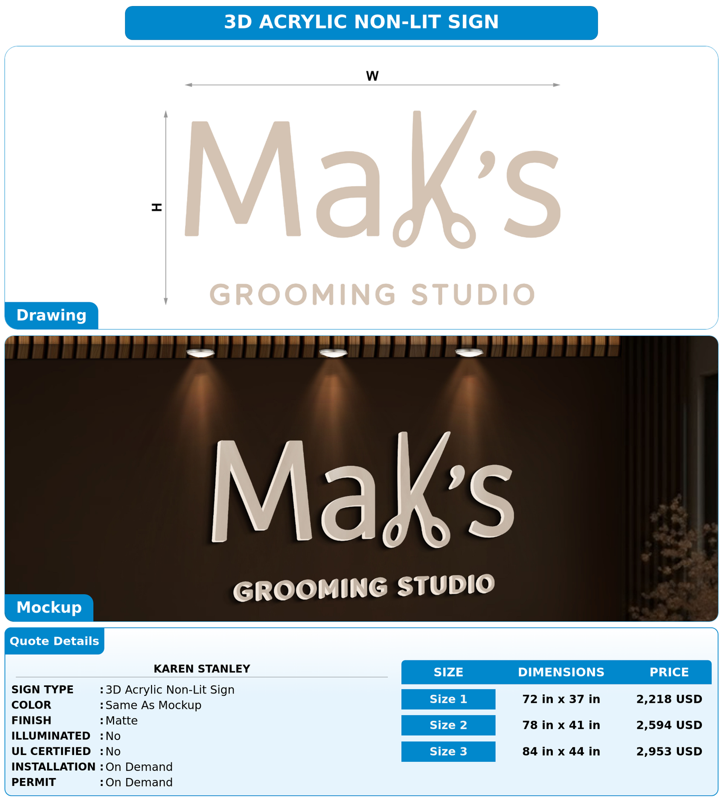 CUSTOM MOCKUP SIGN FOR Karen Stanley