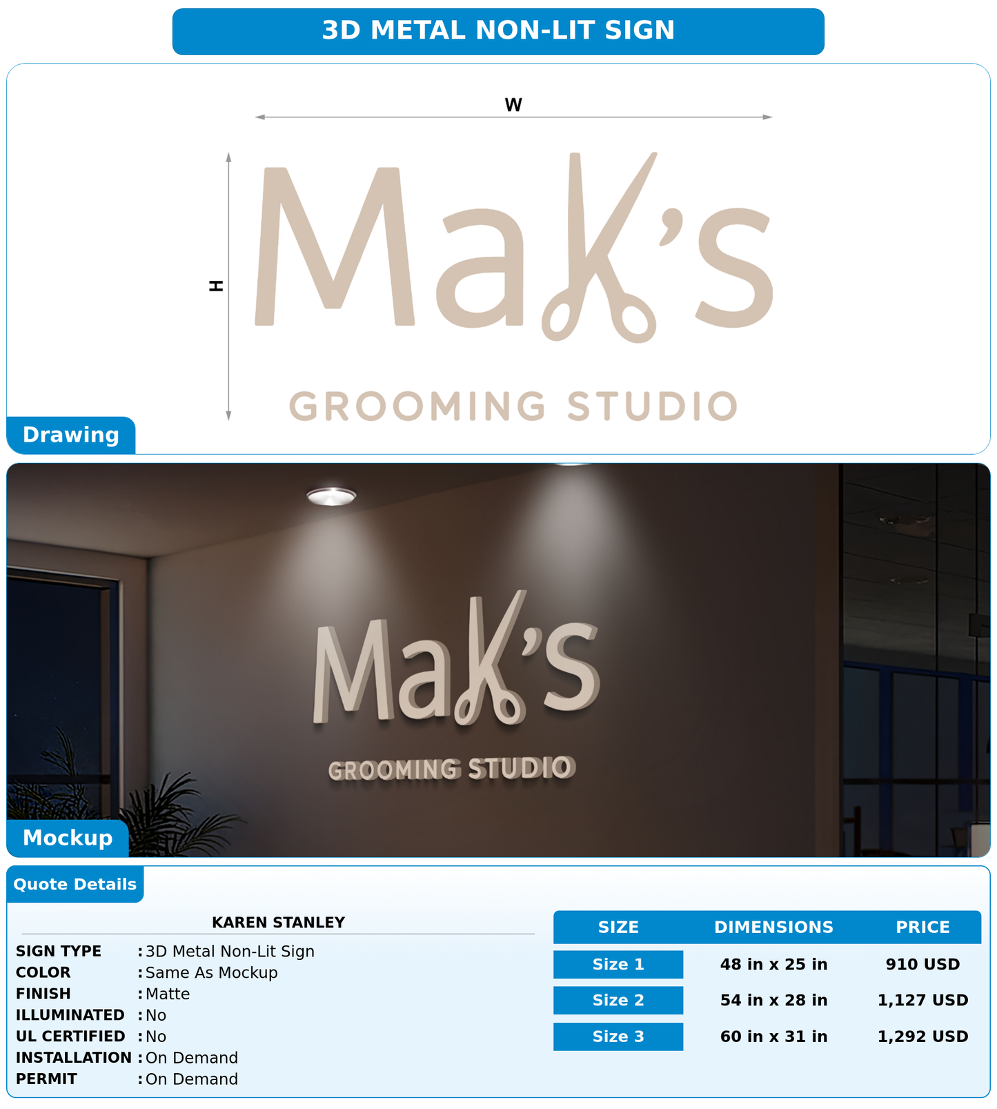 CUSTOM MOCKUP SIGN FOR Karen Stanley
