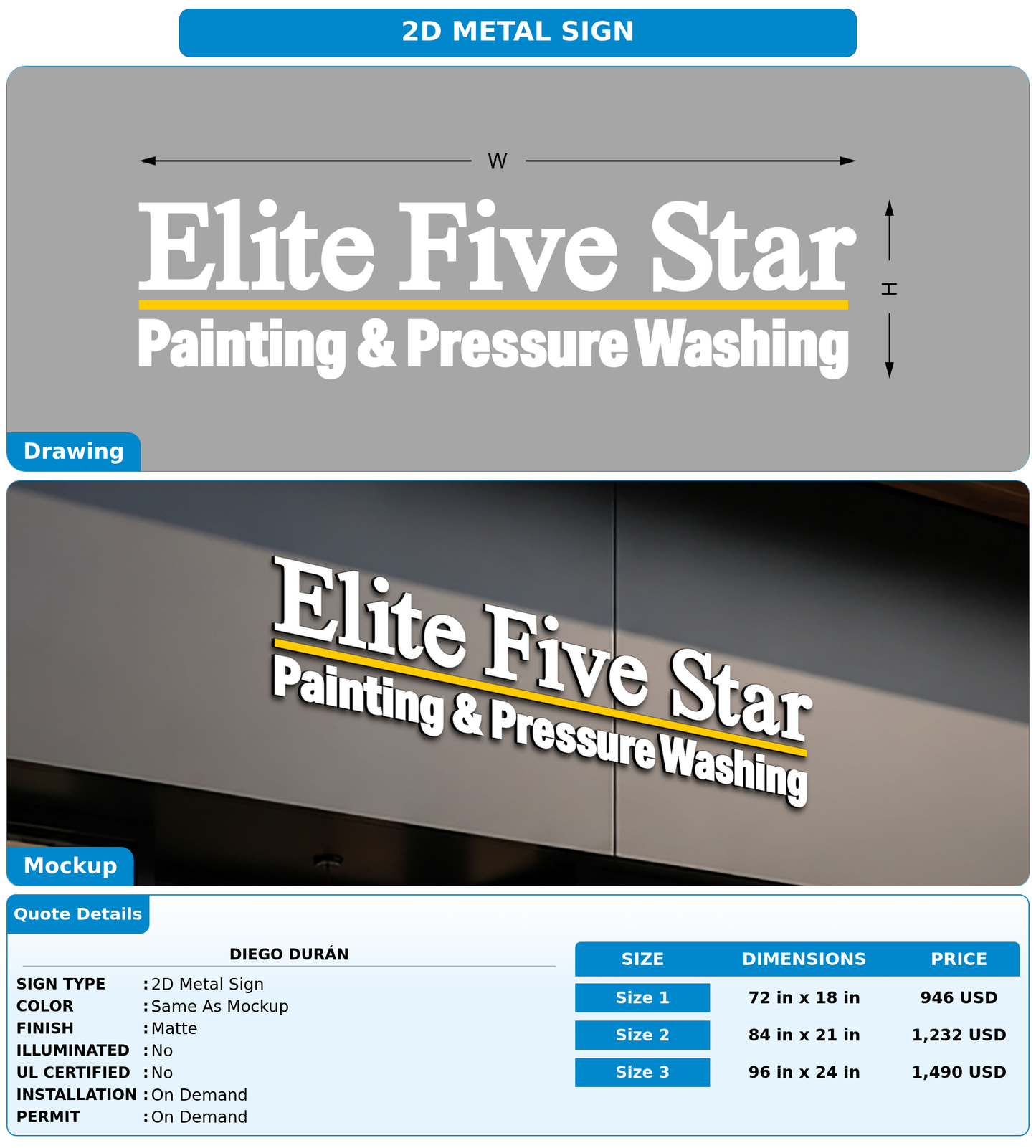 CUSTOM MOCKUP SIGN FOR Diego Durán