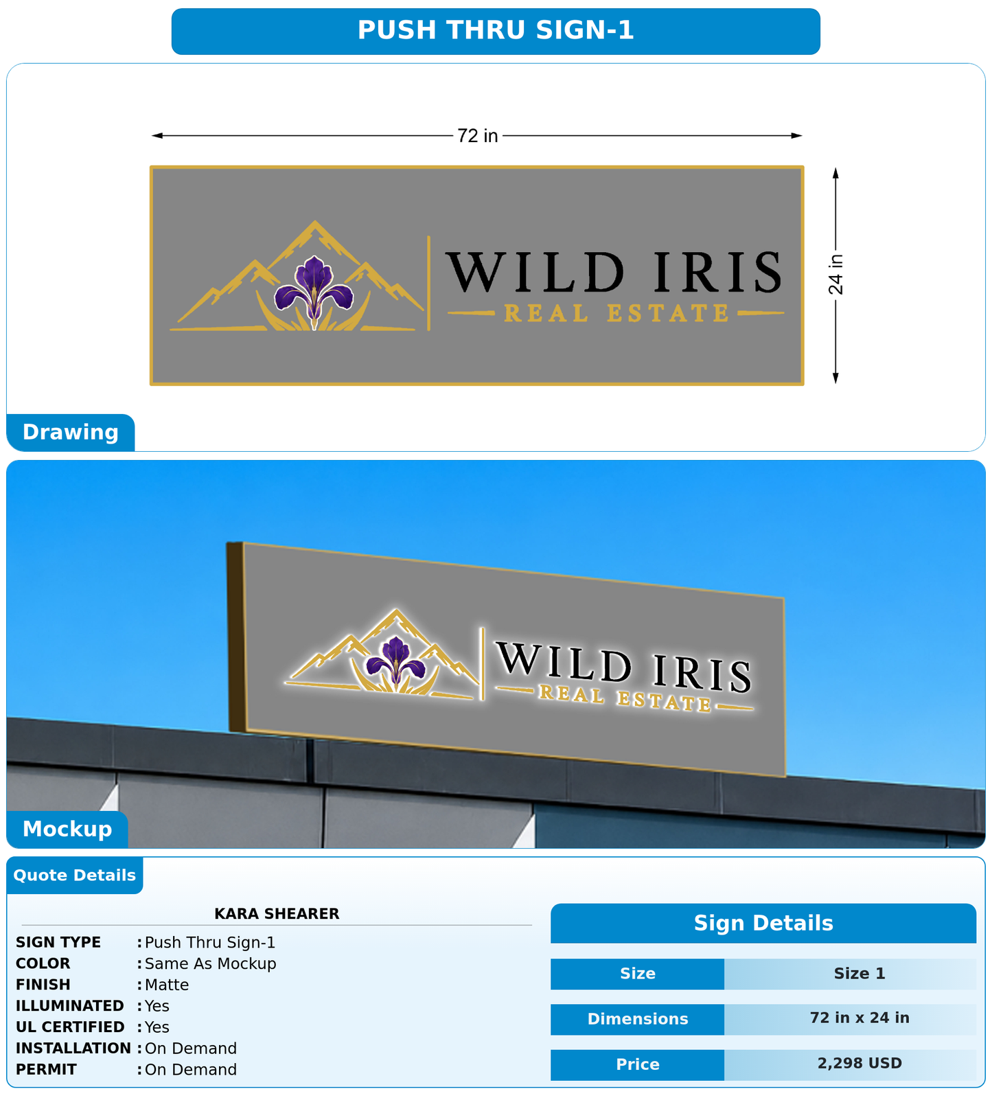 CUSTOM MOCKUP SIGN FOR Kara Shearer