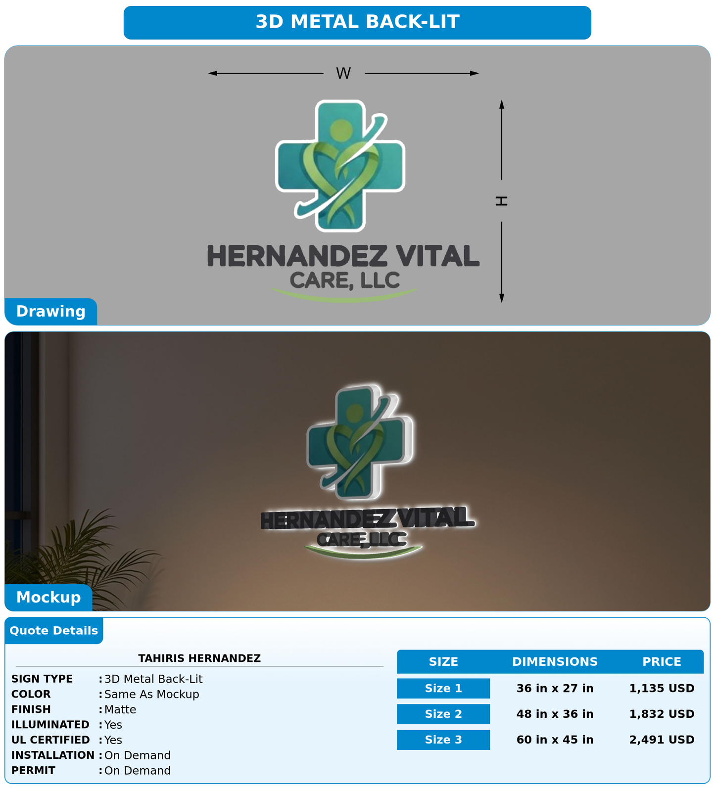 CUSTOM MOCKUP SIGN FOR Tahiris Hernandez