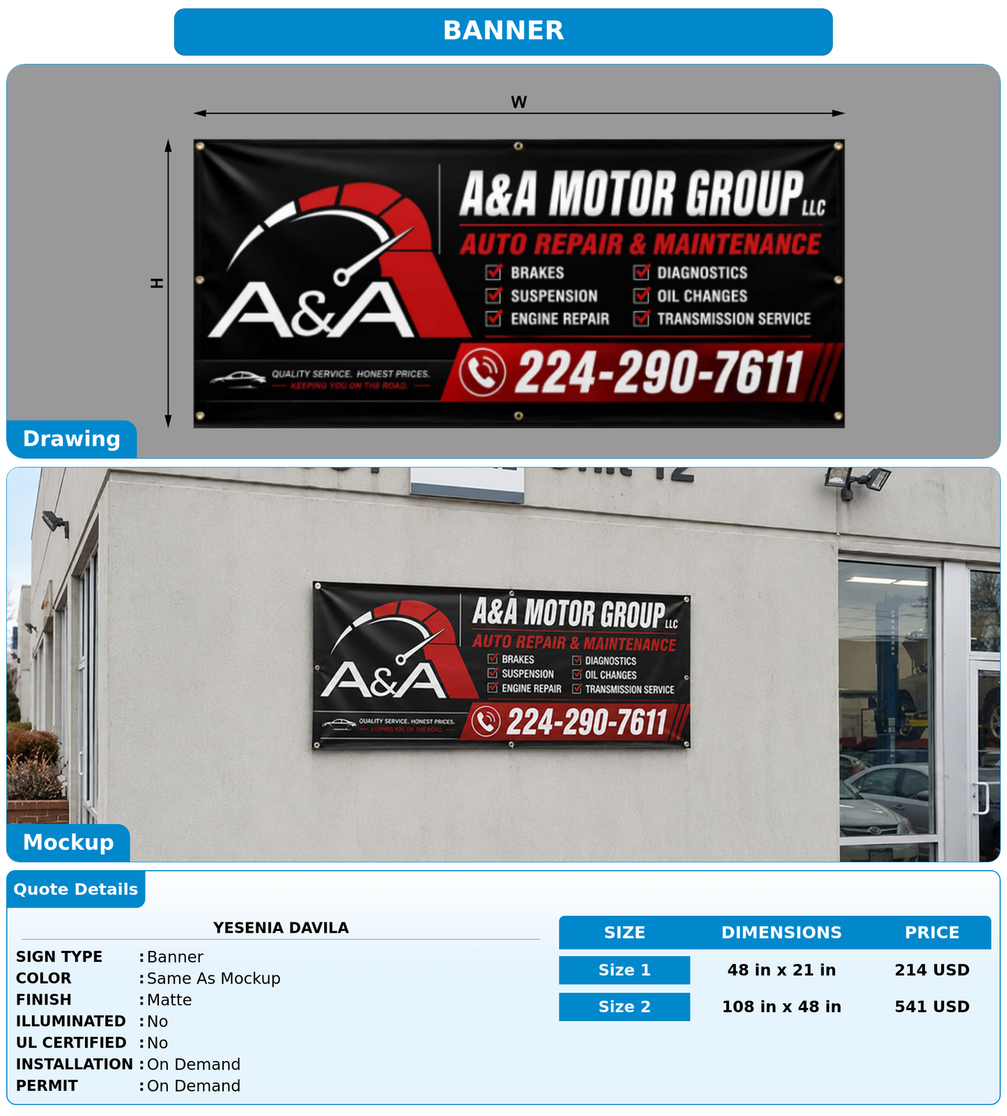 CUSTOM MOCKUP SIGN FOR Yesenia Davila