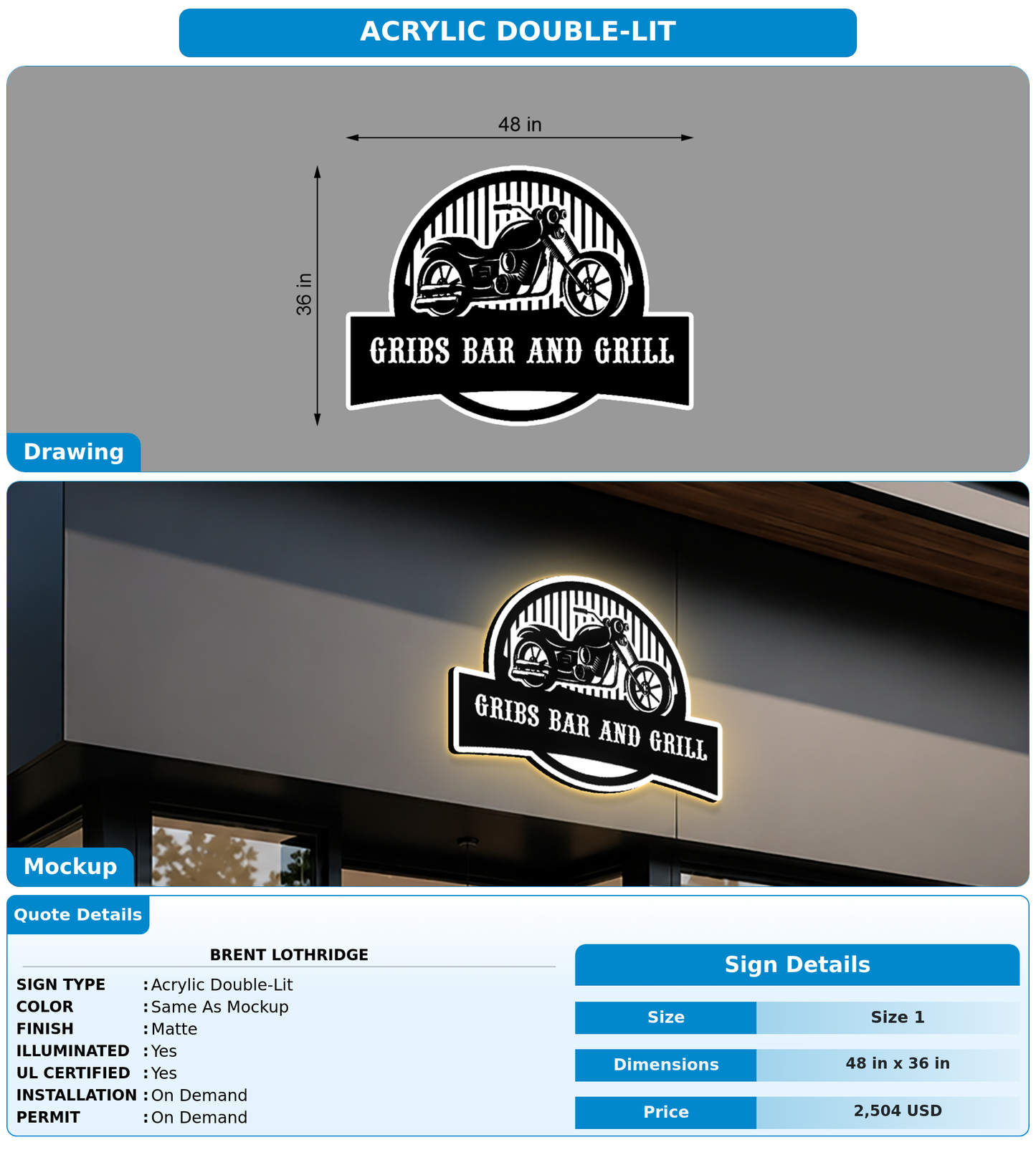 CUSTOM MOCKUP SIGN FOR Brent Lothridge