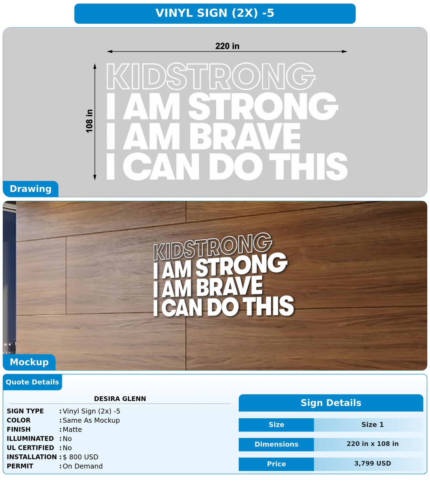 CUSTOM MOCKUP SIGN FOR Desira Glenn