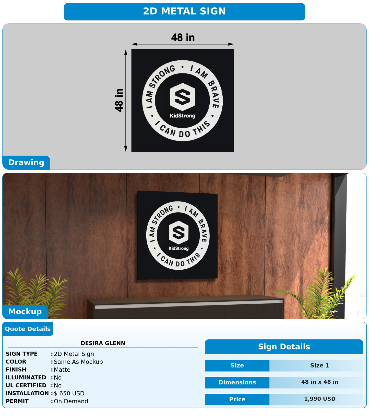CUSTOM MOCKUP SIGN FOR Desira Glenn
