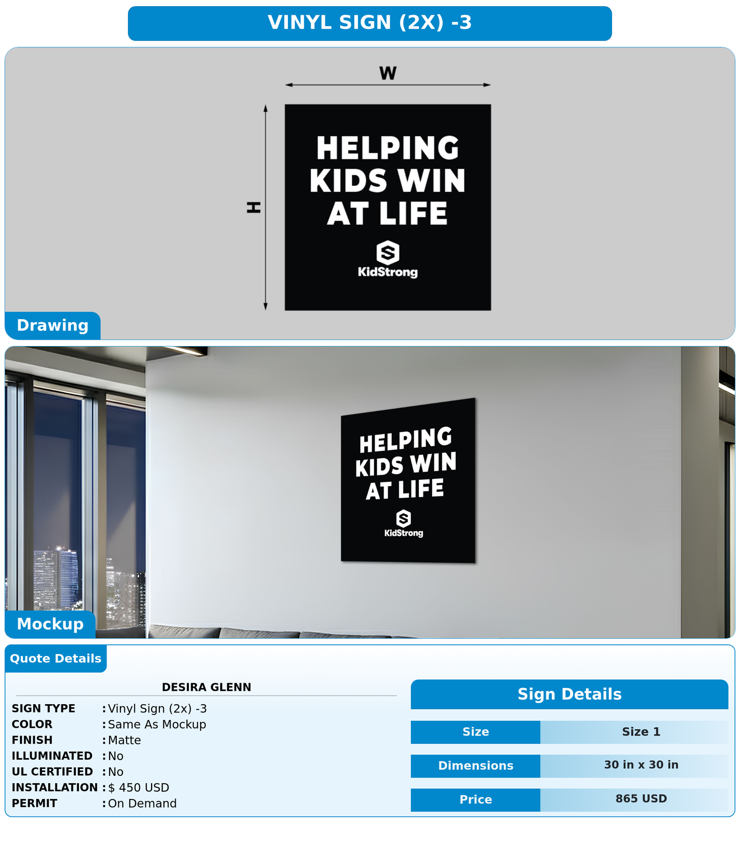 CUSTOM MOCKUP SIGN FOR Desira Glenn