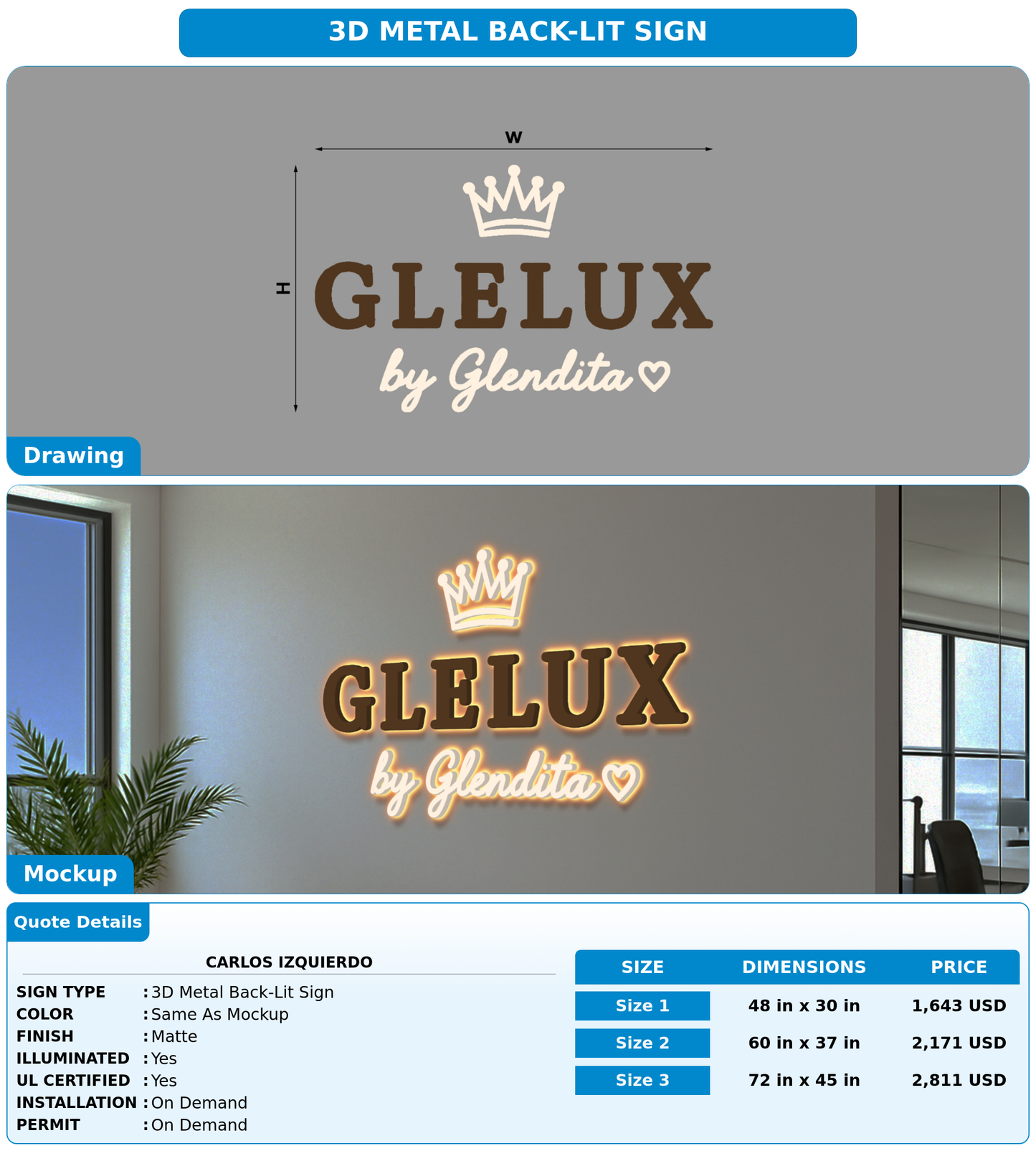 CUSTOM MOCKUP SIGN FOR Carlos Izquierdo