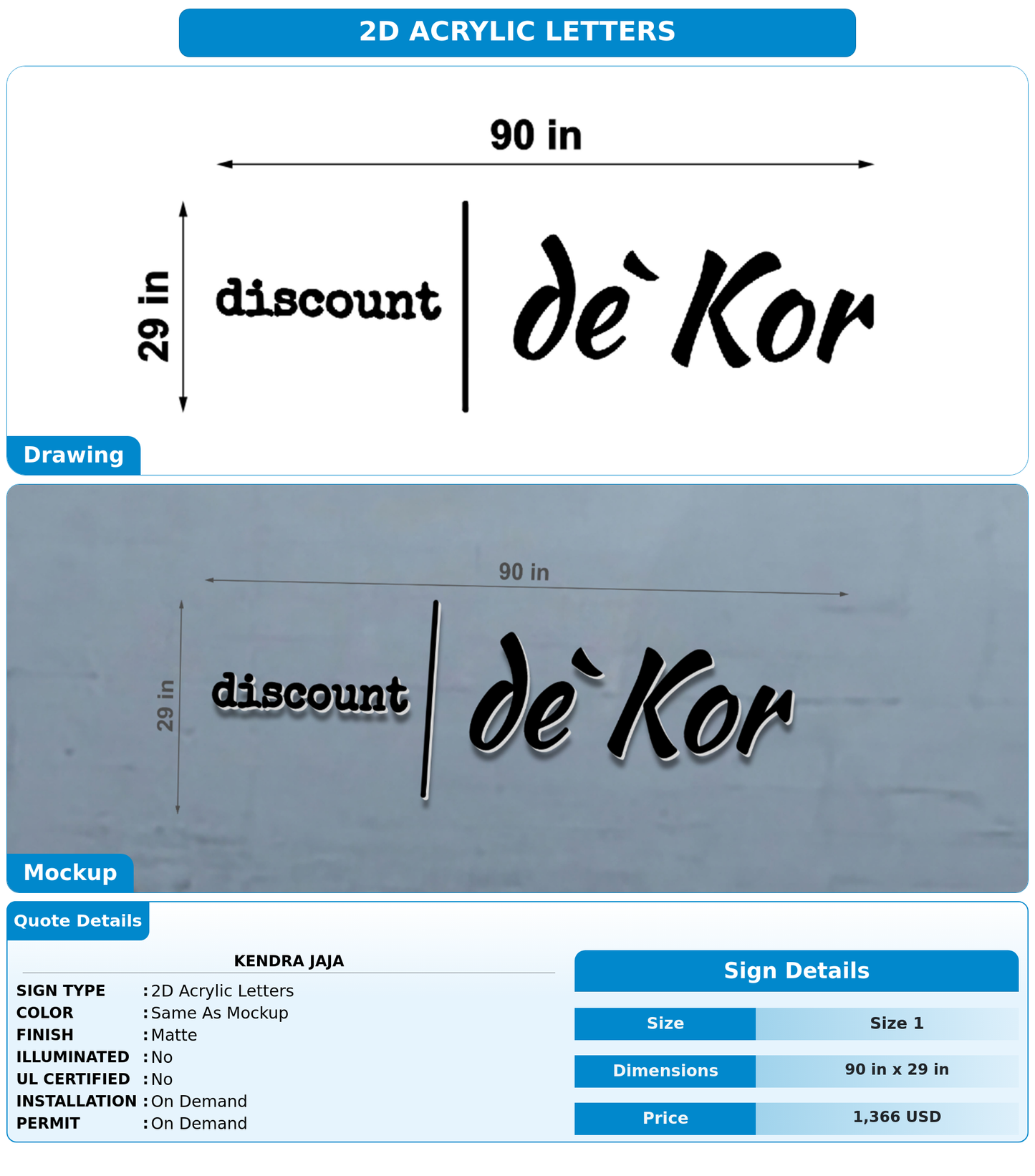 CUSTOM MOCKUP SIGN FOR Kendra JaJa