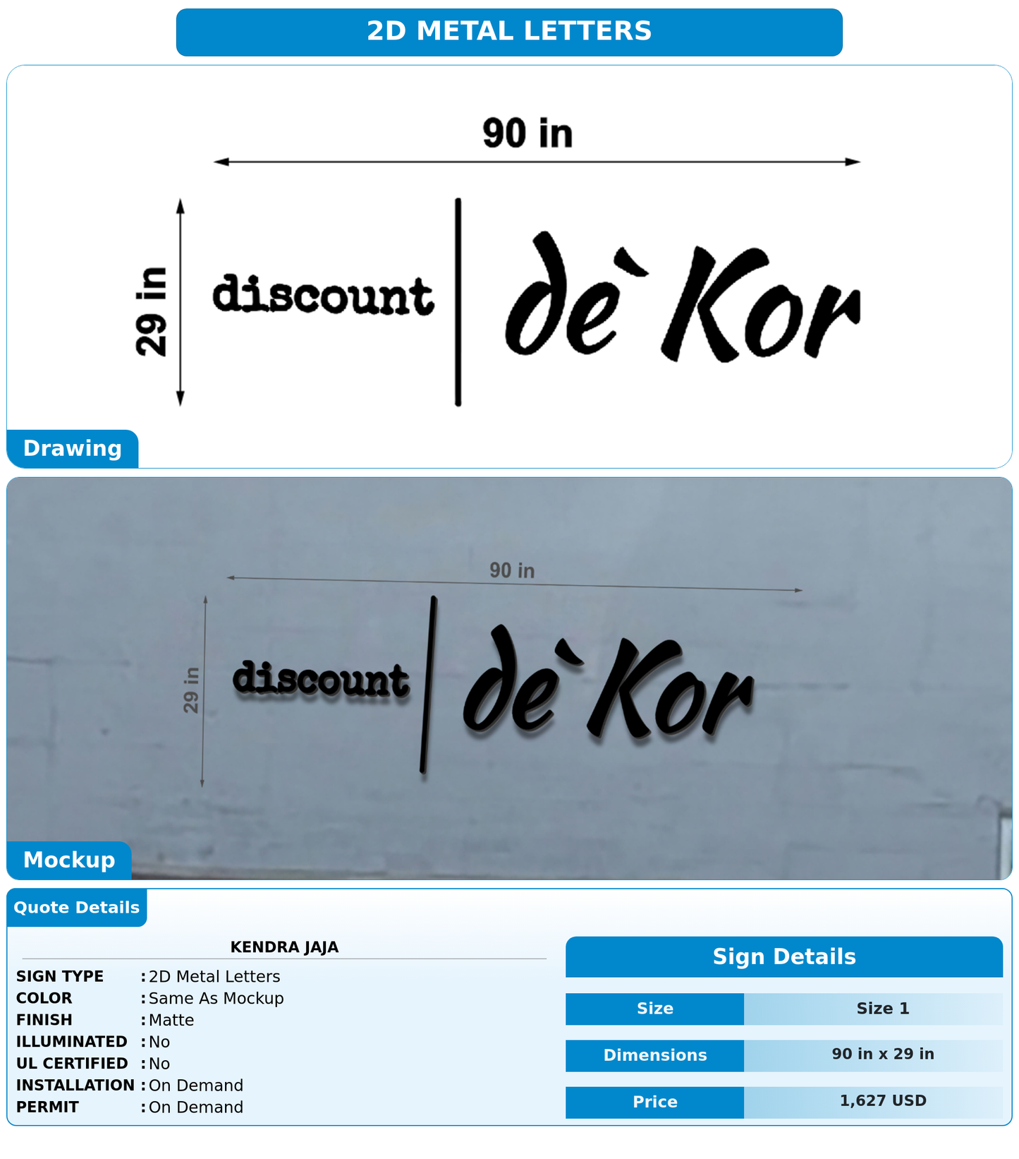 CUSTOM MOCKUP SIGN FOR Kendra JaJa