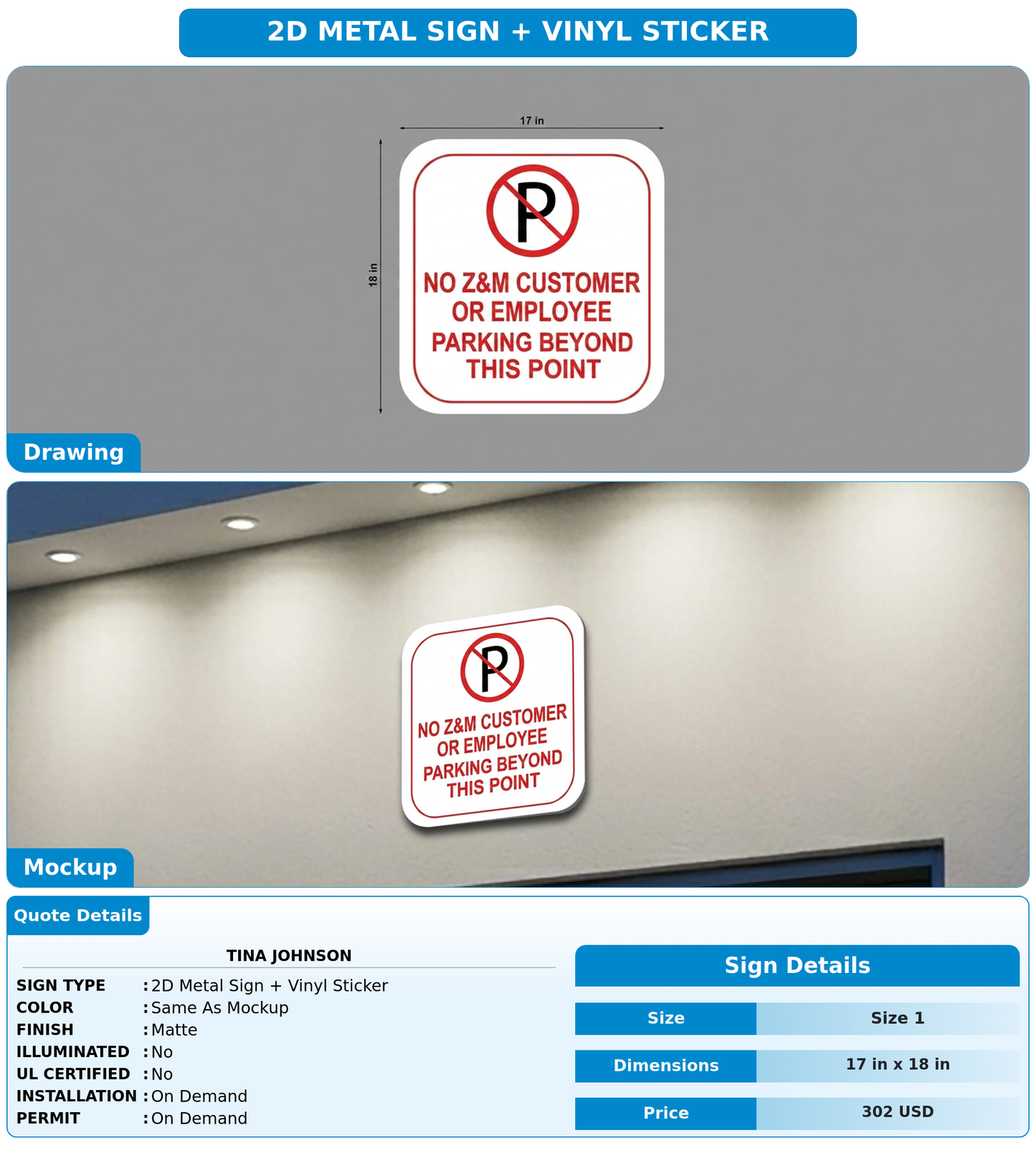 CUSTOM MOCKUP SIGN FOR Tina Johnson