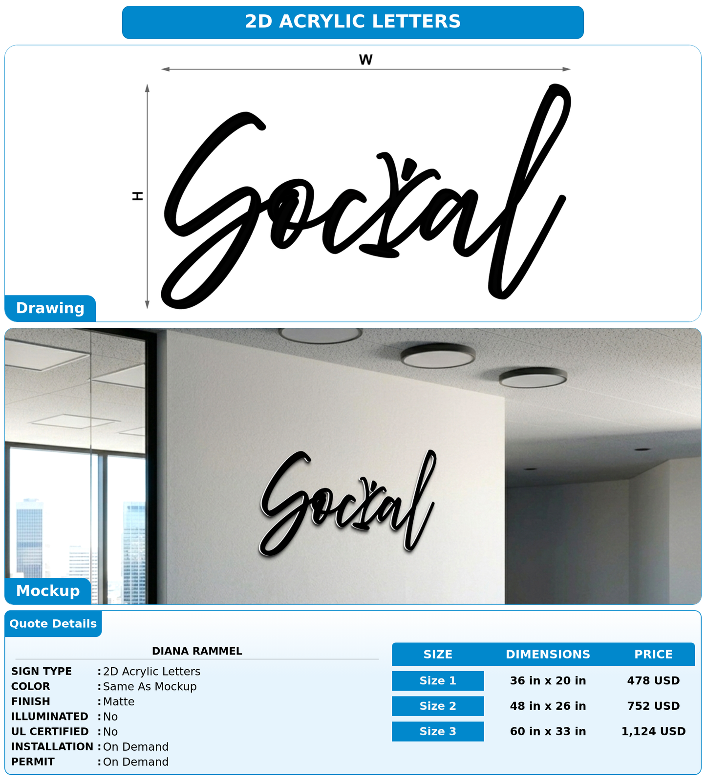 CUSTOM MOCKUP SIGN FOR Diana Rammel