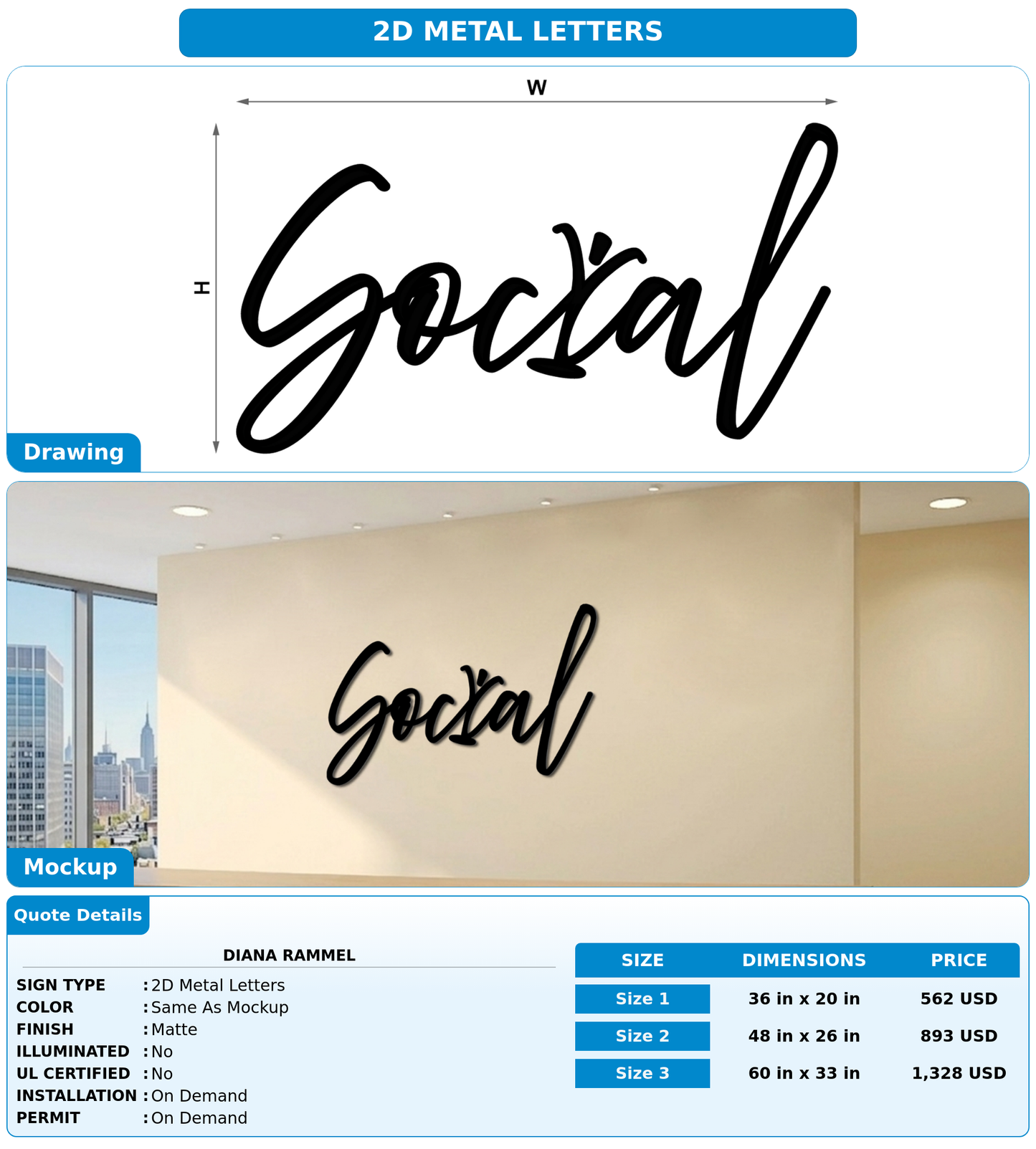 CUSTOM MOCKUP SIGN FOR Diana Rammel