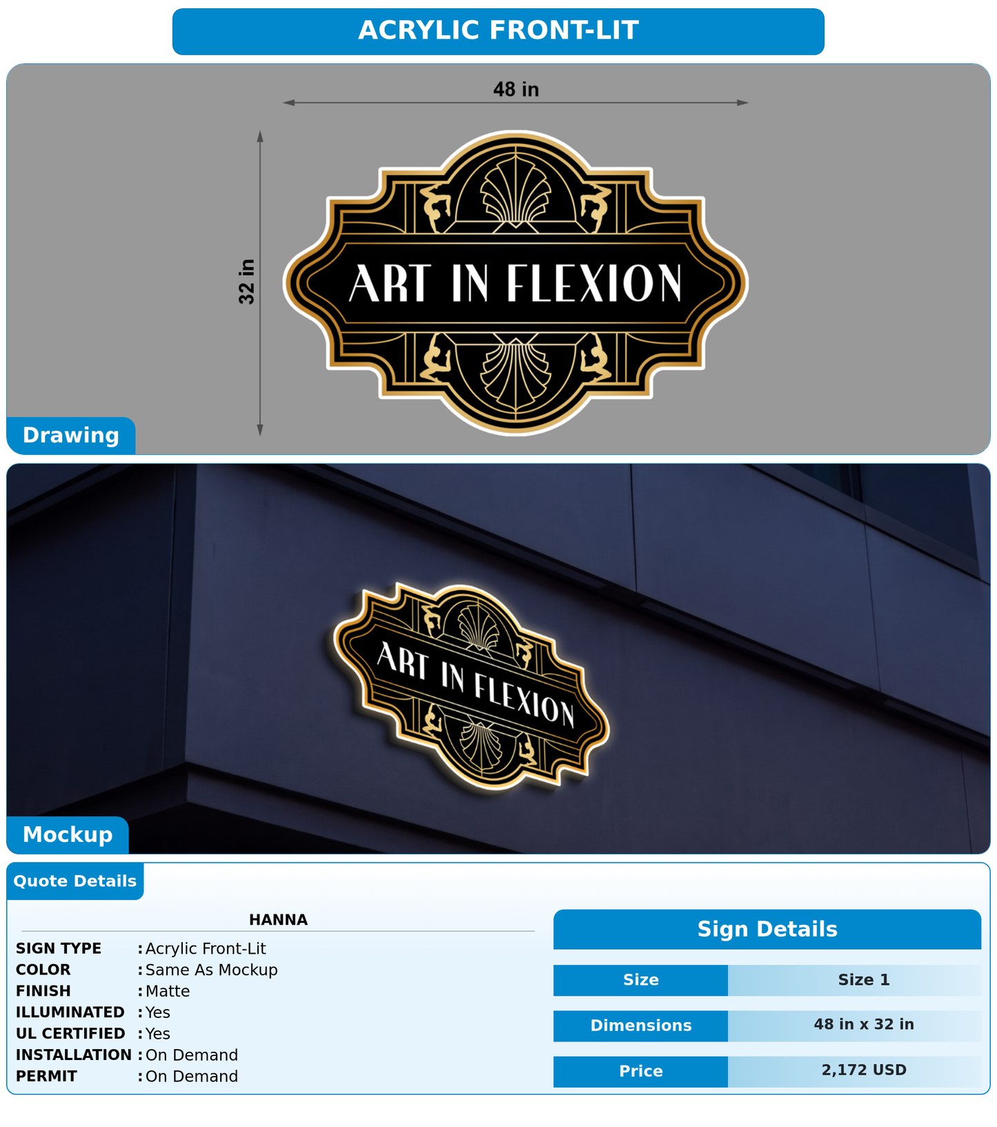 CUSTOM MOCKUP SIGN FOR Hanna