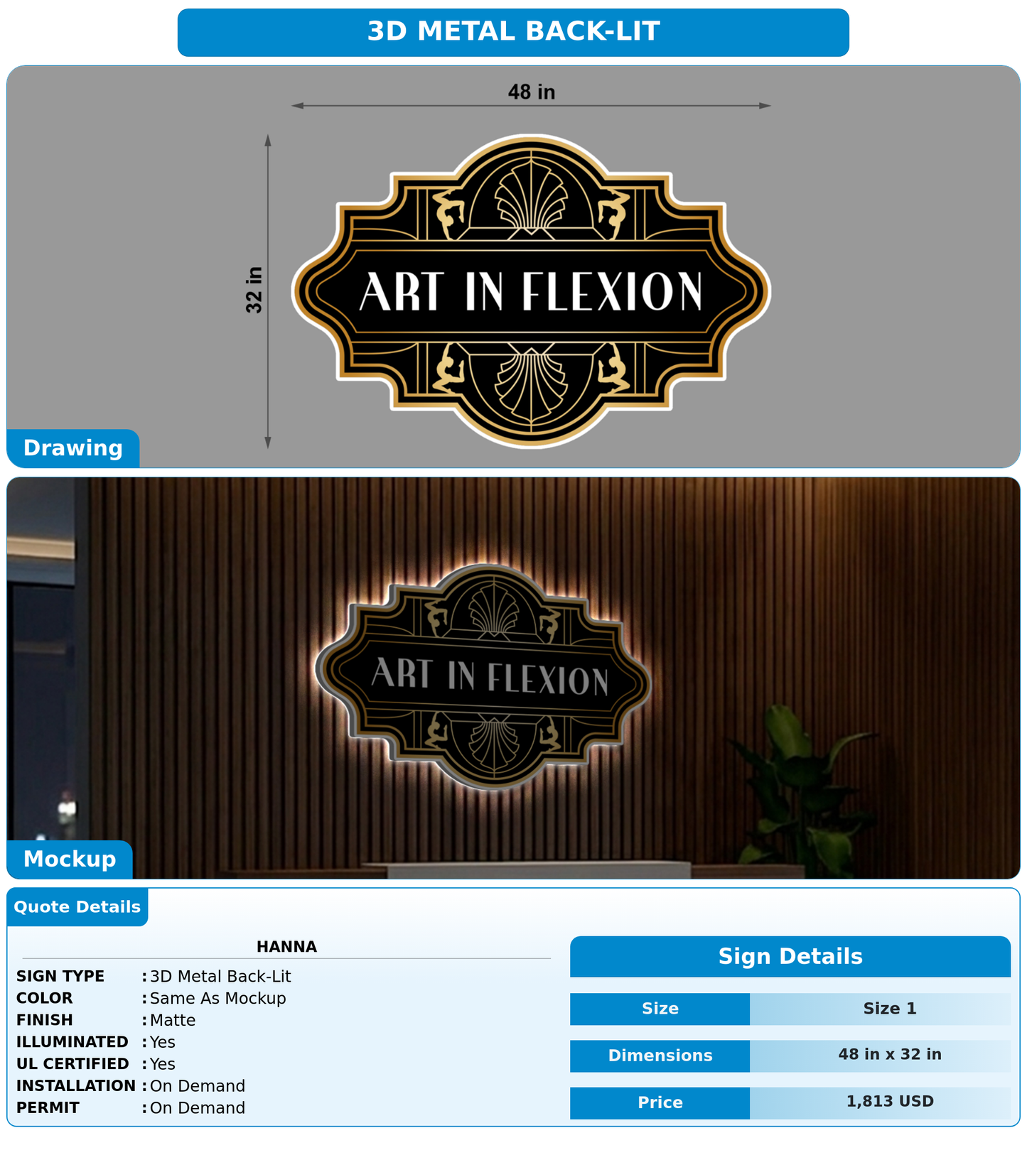 CUSTOM MOCKUP SIGN FOR Hanna
