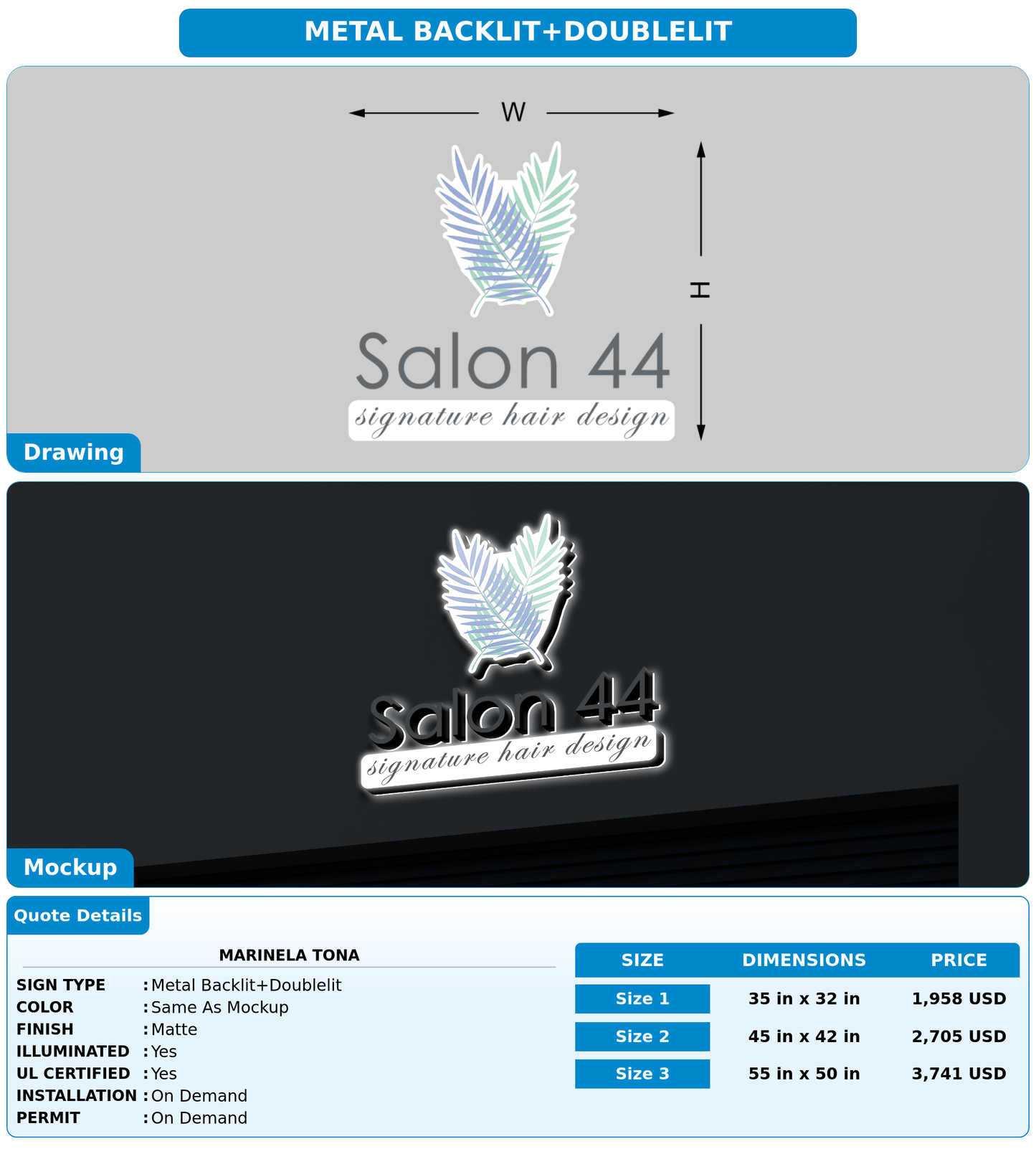 CUSTOM MOCKUP SIGN FOR Marinela Tona