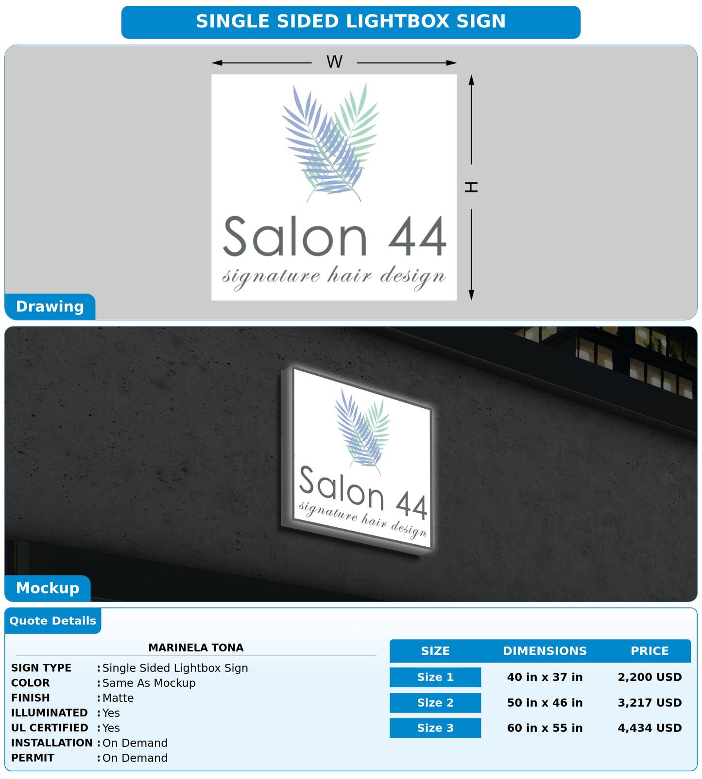 CUSTOM MOCKUP SIGN FOR Marinela Tona