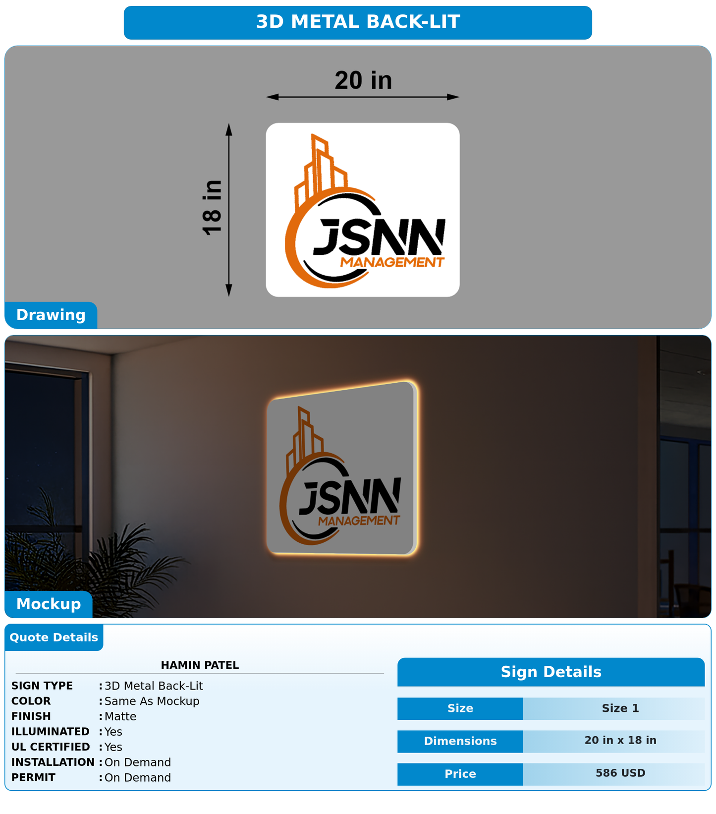 CUSTOM MOCKUP SIGN FOR Hamin Patel