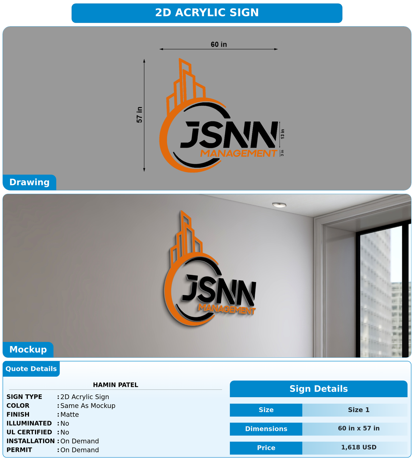 CUSTOM MOCKUP SIGN FOR Hamin Patel