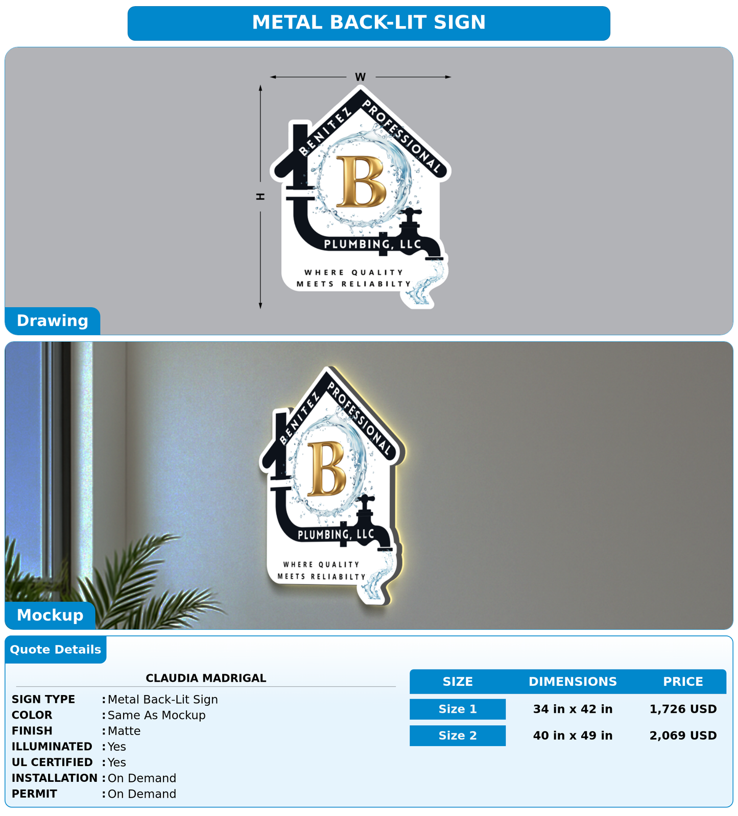 CUSTOM MOCKUP SIGN FOR Claudia Madrigal
