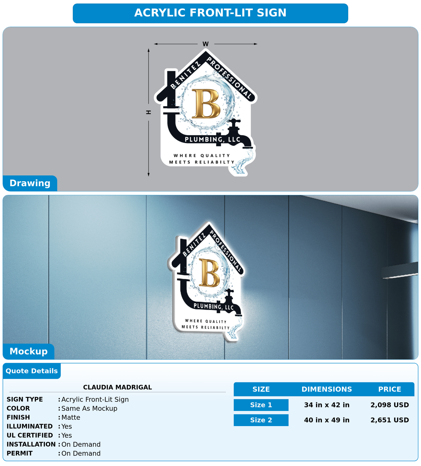 CUSTOM MOCKUP SIGN FOR Claudia Madrigal