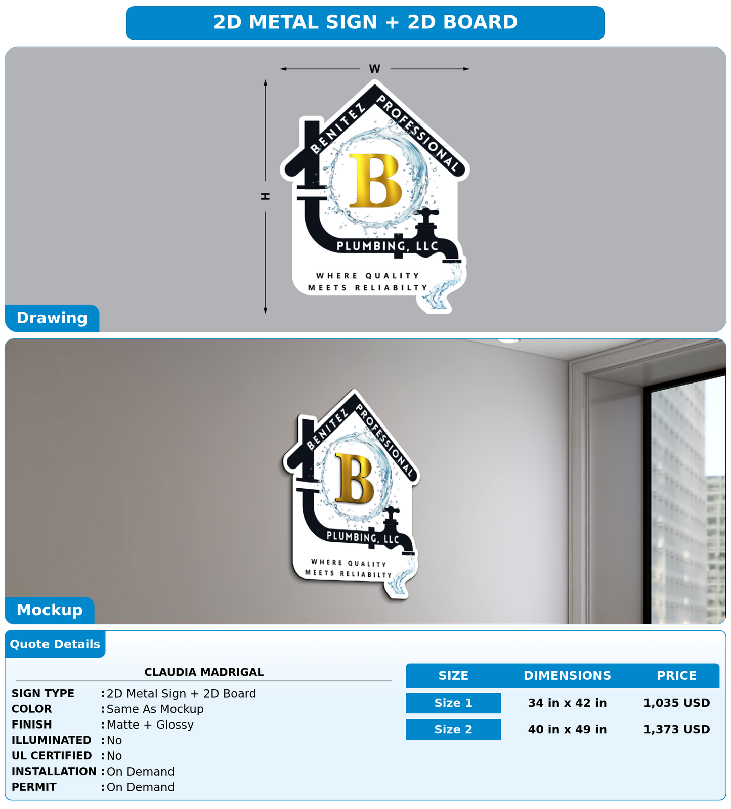 CUSTOM MOCKUP SIGN FOR Claudia Madrigal