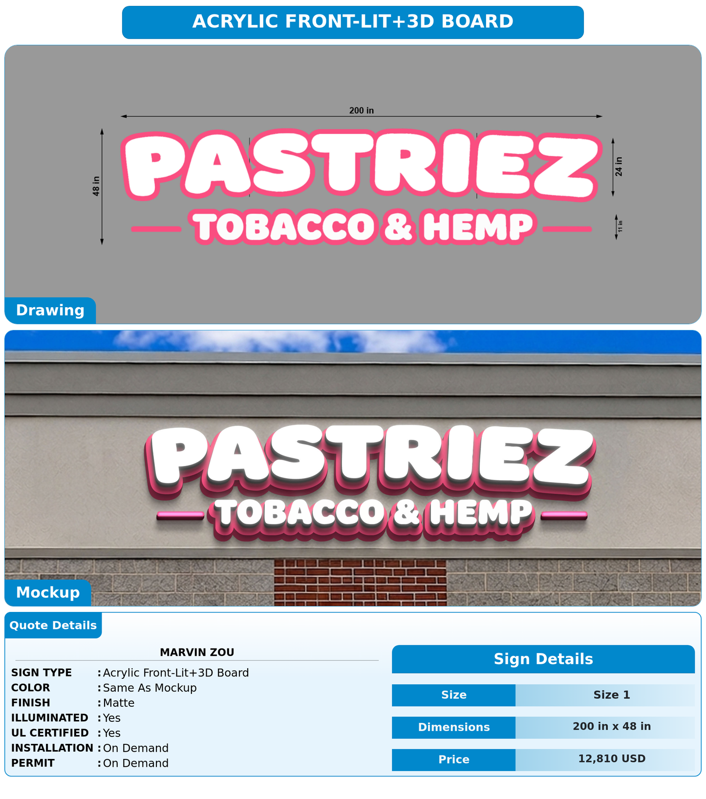 CUSTOM MOCKUP SIGN FOR Marvin Zou