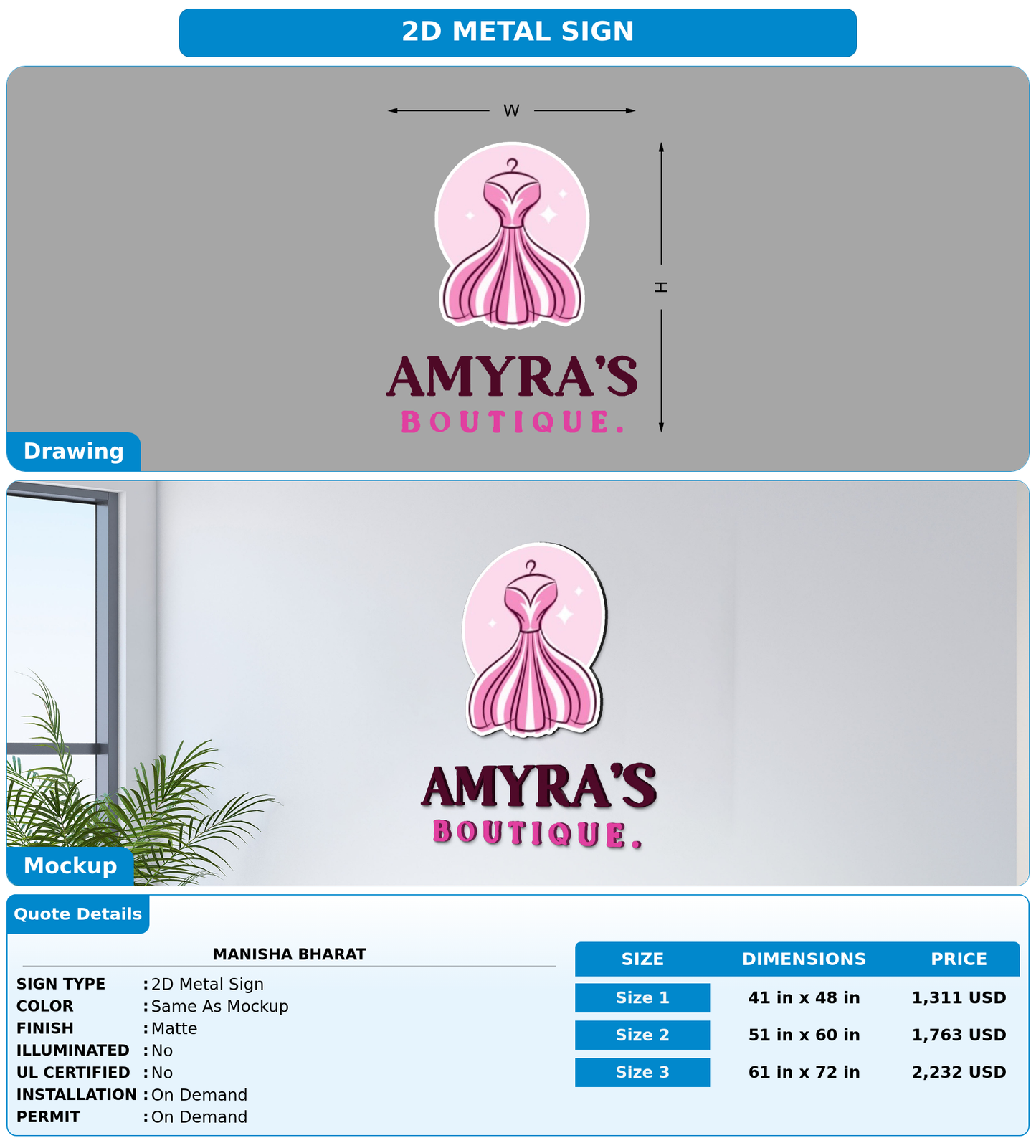 CUSTOM MOCKUP SIGN FOR Manisha bharat