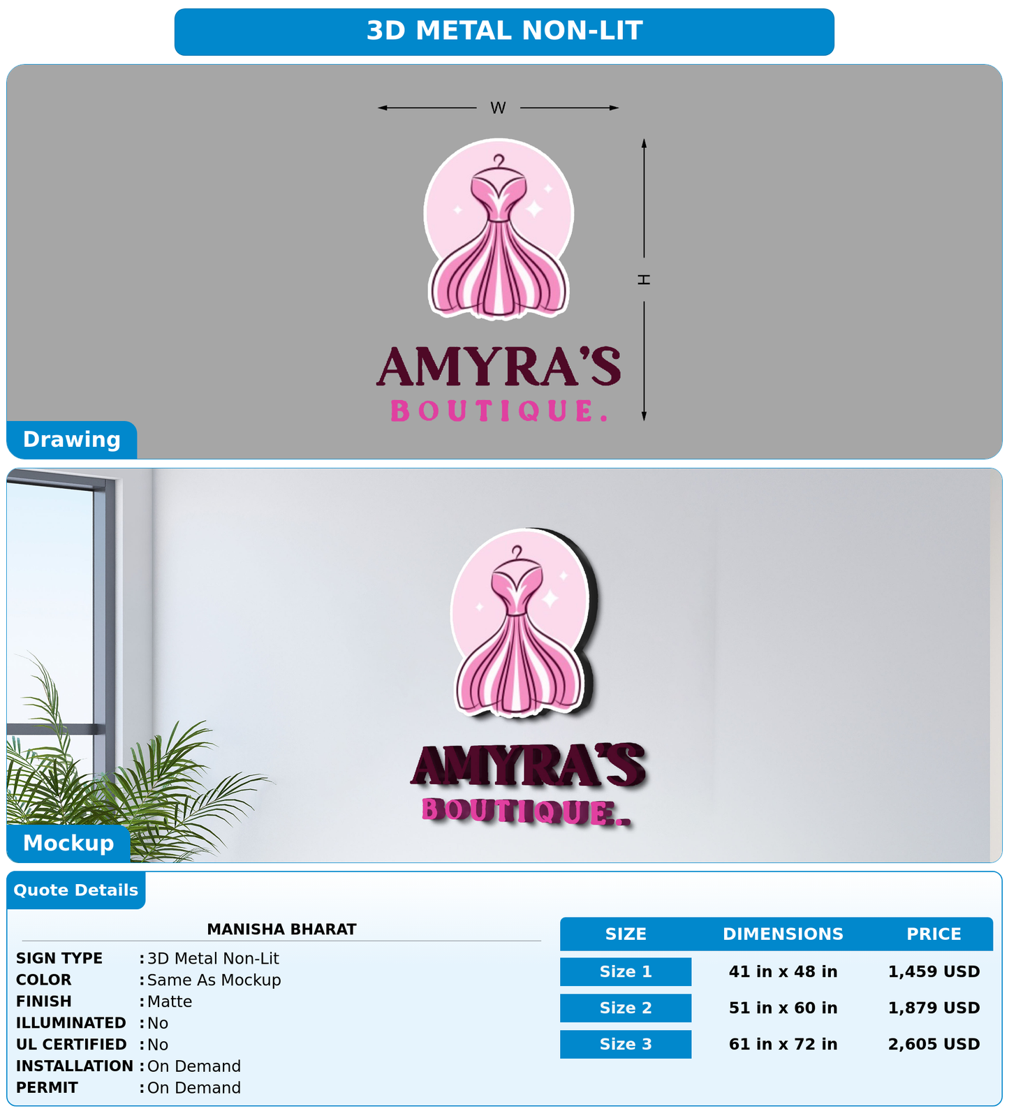 CUSTOM MOCKUP SIGN FOR Manisha bharat